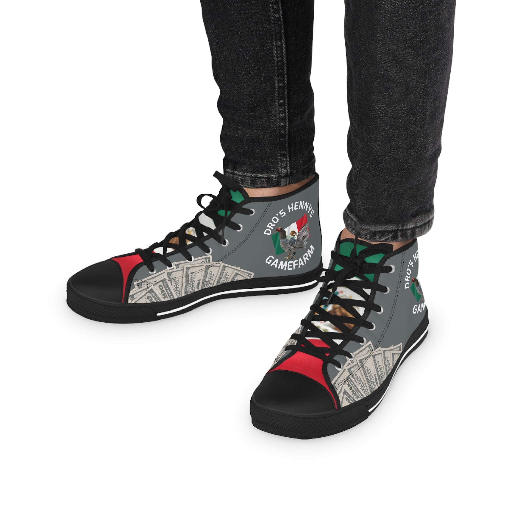 Henny-High Top Sneakers — Money Graphic with 'HENNY'S' Logo