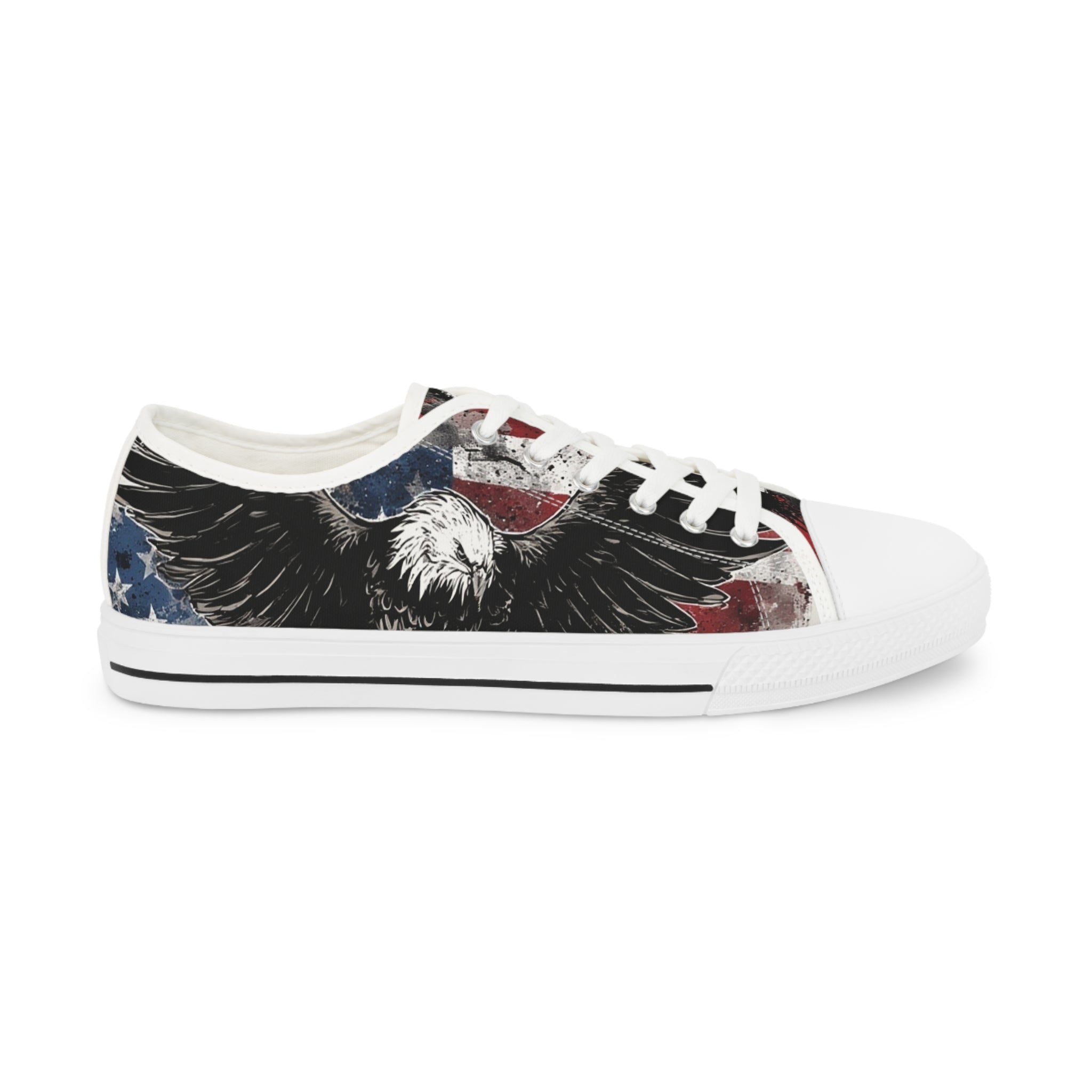 Mindset-Patriotic Eagle Low Top Sneakers — American Flag Graphic Men’s Shoes