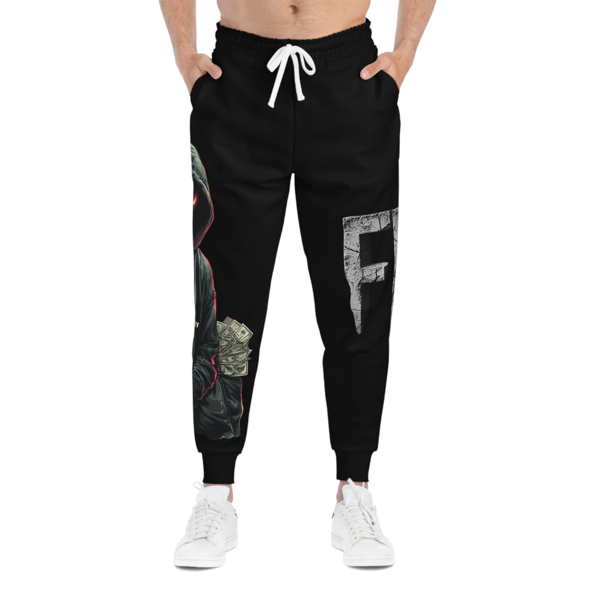 Mindset-Money Heist Hoodie Joggers — Graphic Athletic Sweatpants with Hooded Robber Design