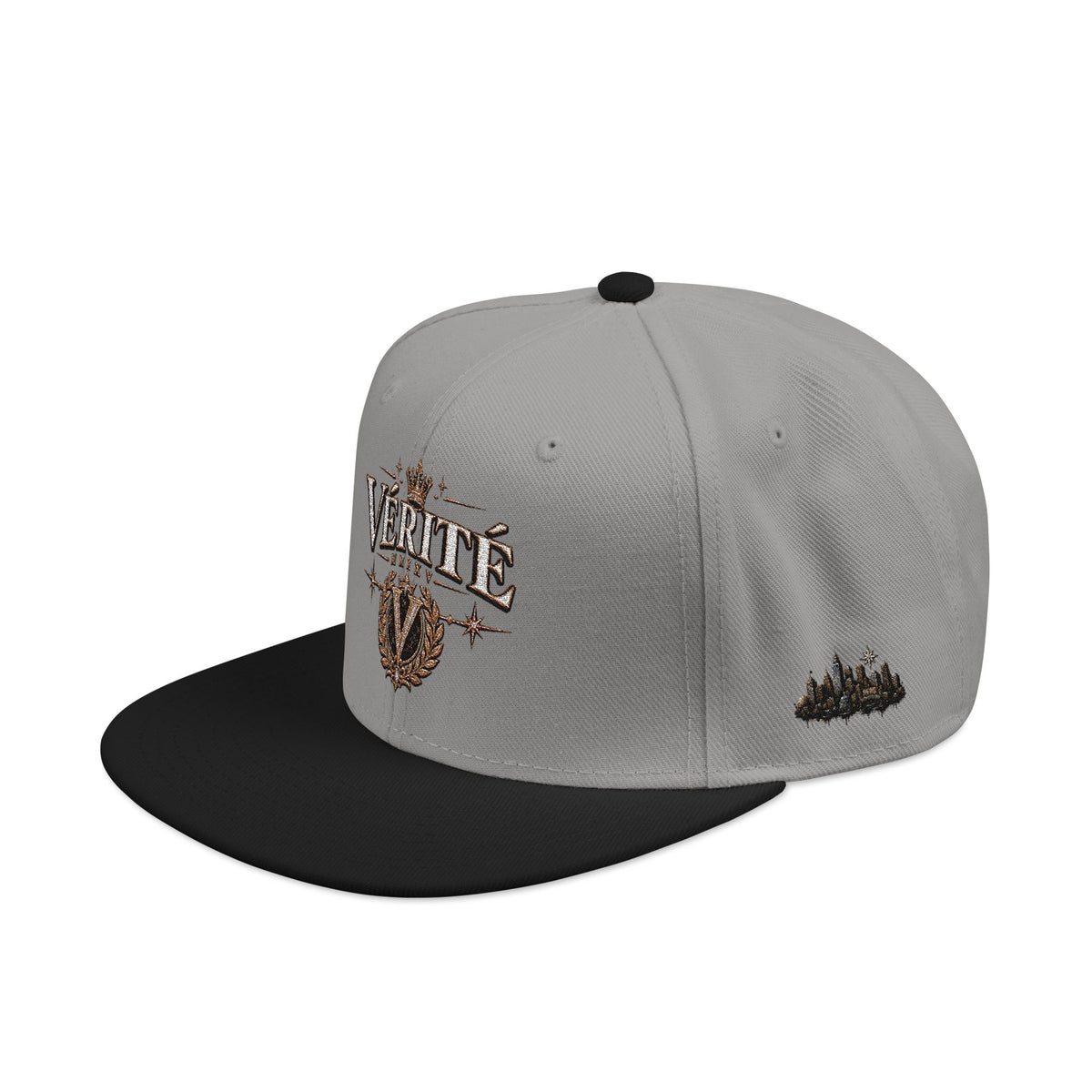 Hat-Embroidered 'Verité' Snapback Hat – Gold Sparkle Logo