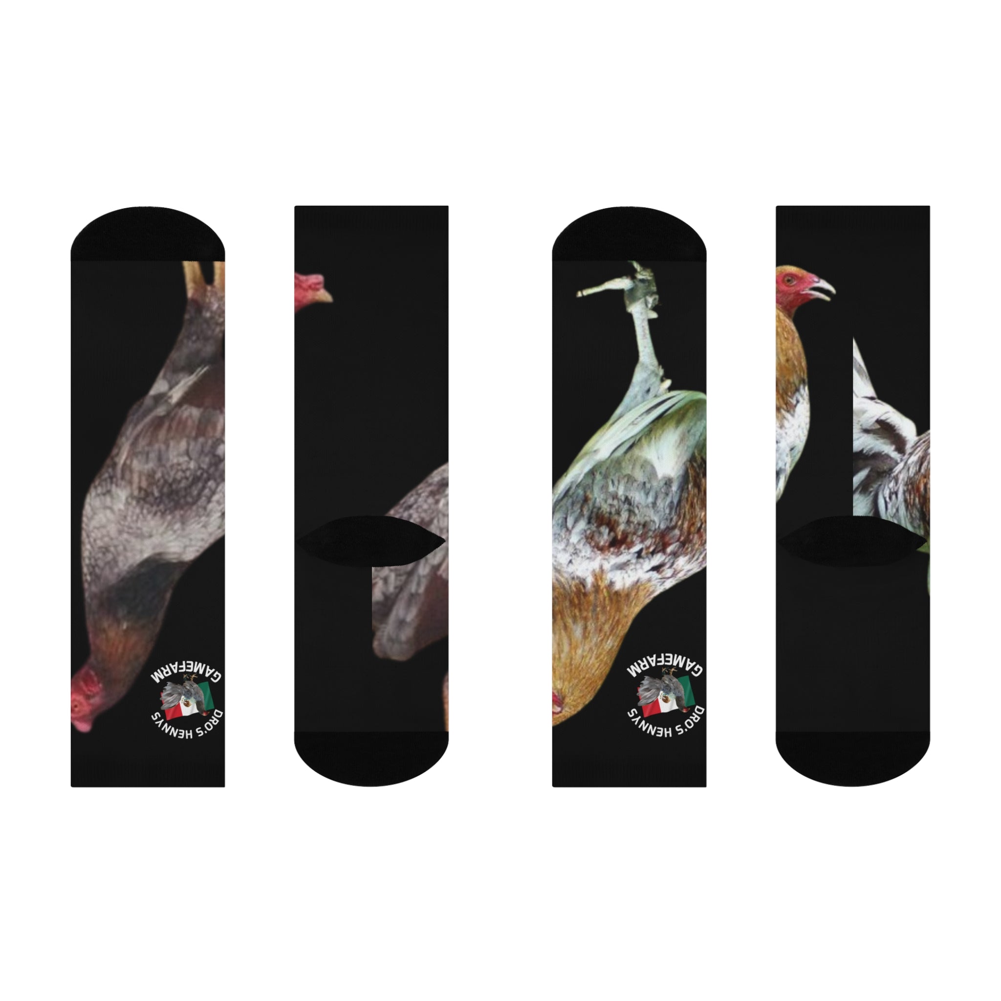 Henny-Rooster Print Cushioned Crew Socks — Gamefarm Hen Design