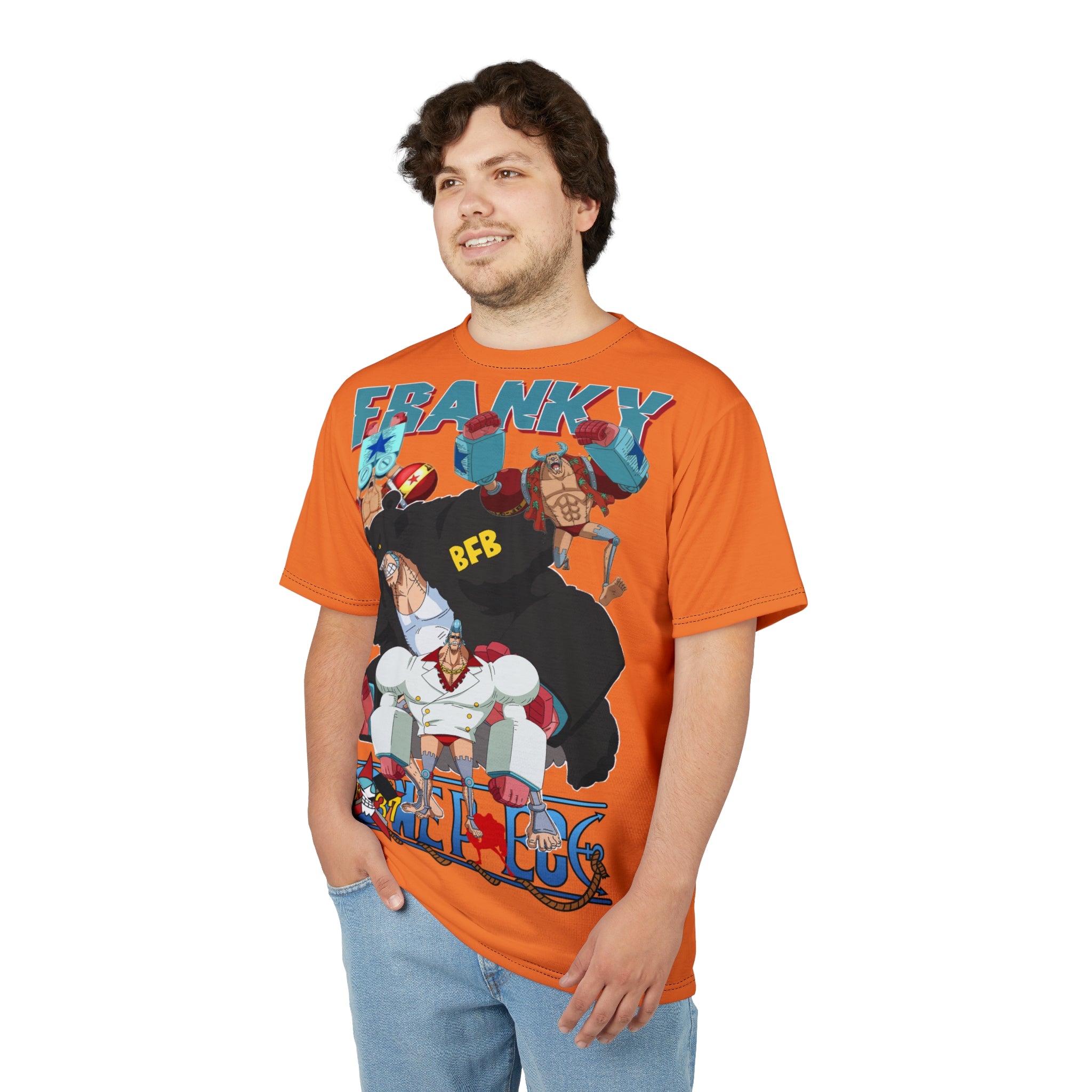 Anime- Crew Graphic Tee — Orange Anime Character T-Shirt