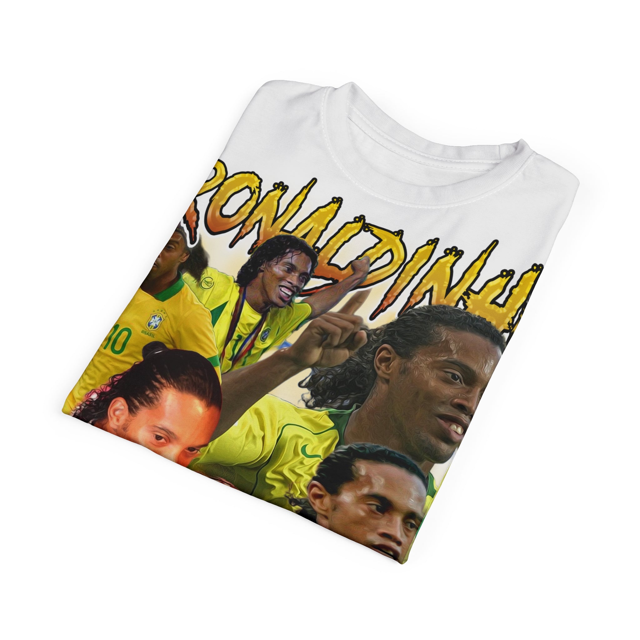 Team-Legendary Soccer Collage Tee — Ronaldinho Graphic Shirt