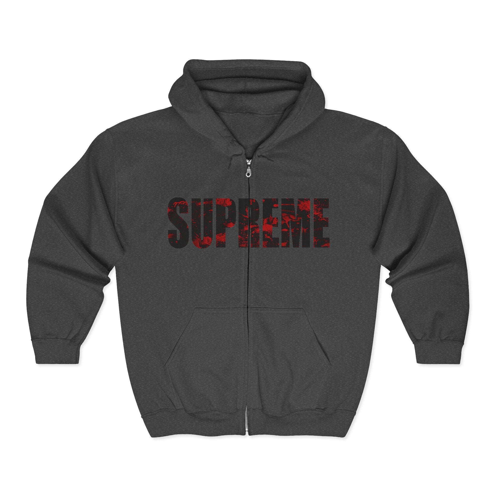 Zip-  Red Camo Zip Hoodie — Full-Zip Graphic Sweatshirt