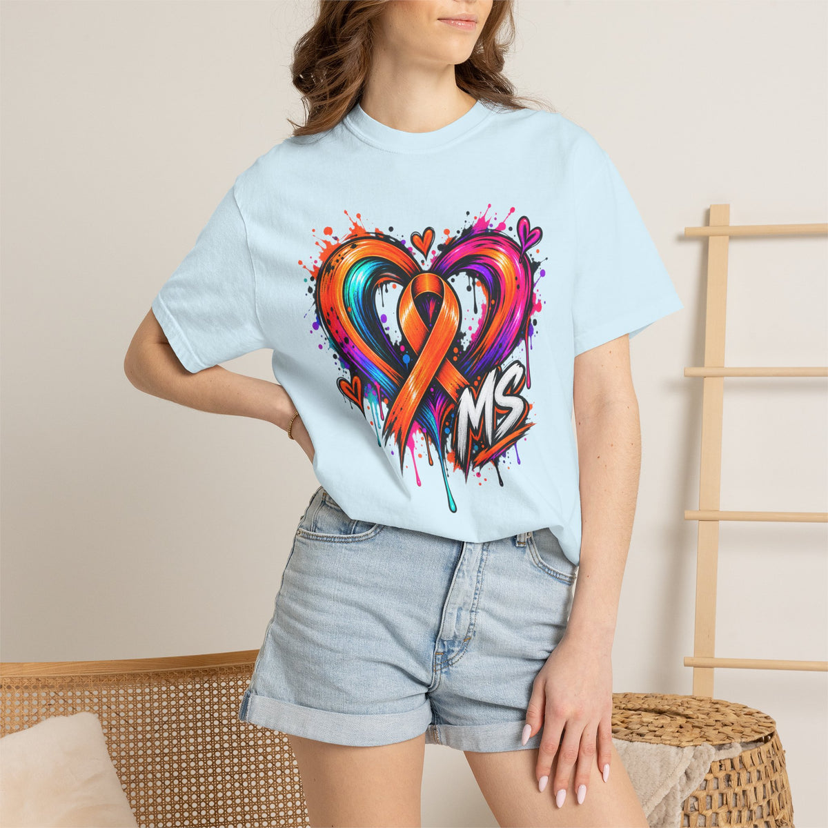 MS- Awareness Heart Ribbon T-Shirt — “Not All Wounds Are Visible” Neuropathy Support Tee