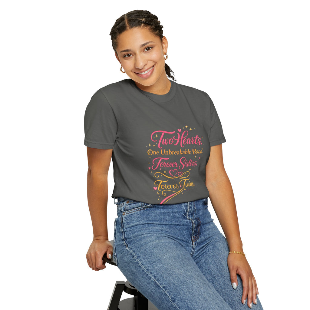 Tiff-Twin Sisters T-Shirt – “Two Hearts One Unbreakable Bond” Graphic Tee