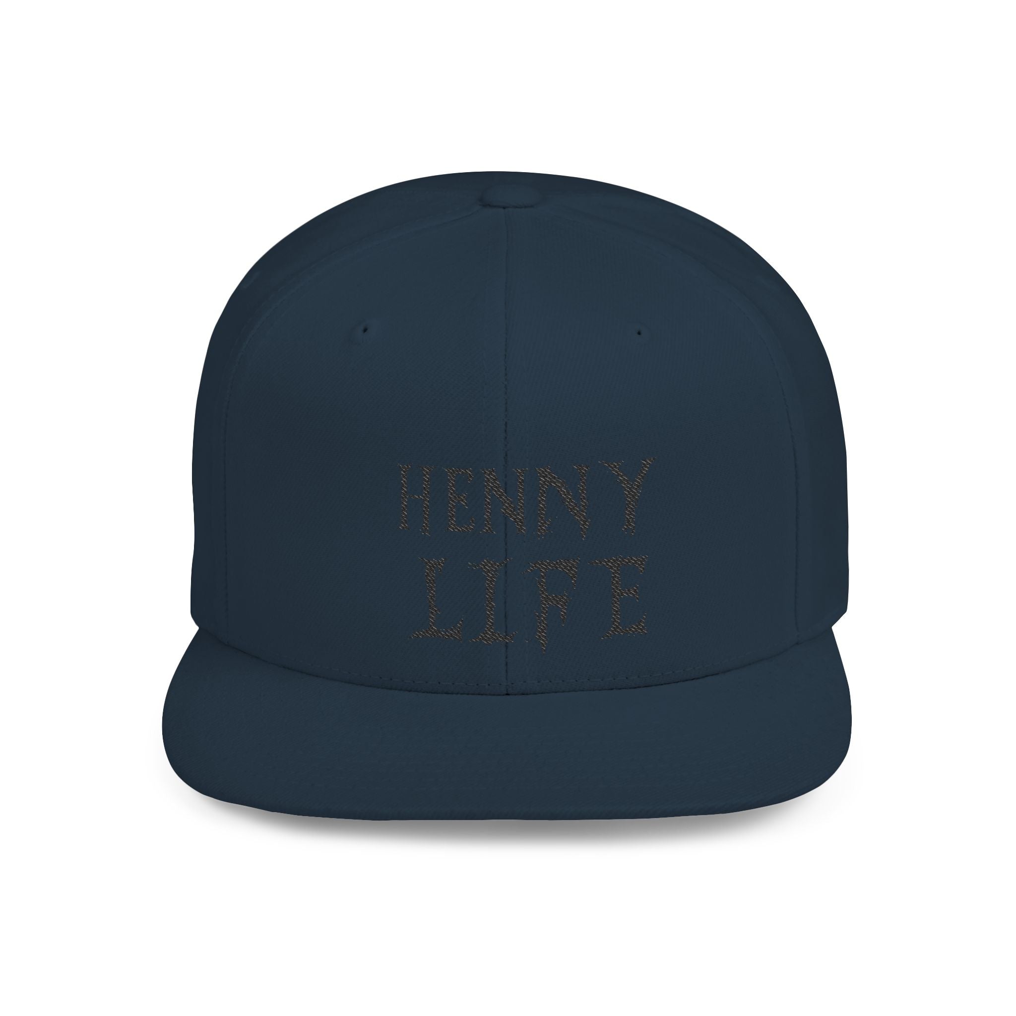 Henny-Snapback Hat — "Henny Life" Embroidered Flat Bill Cap