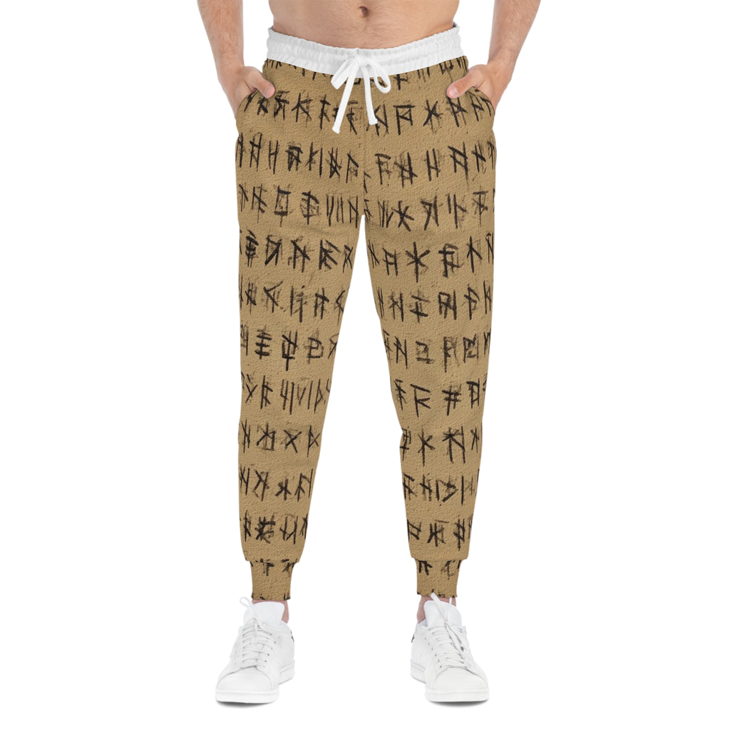 Joggers-Runic Pattern— Rustic Tribal Symbol Athletic Pants