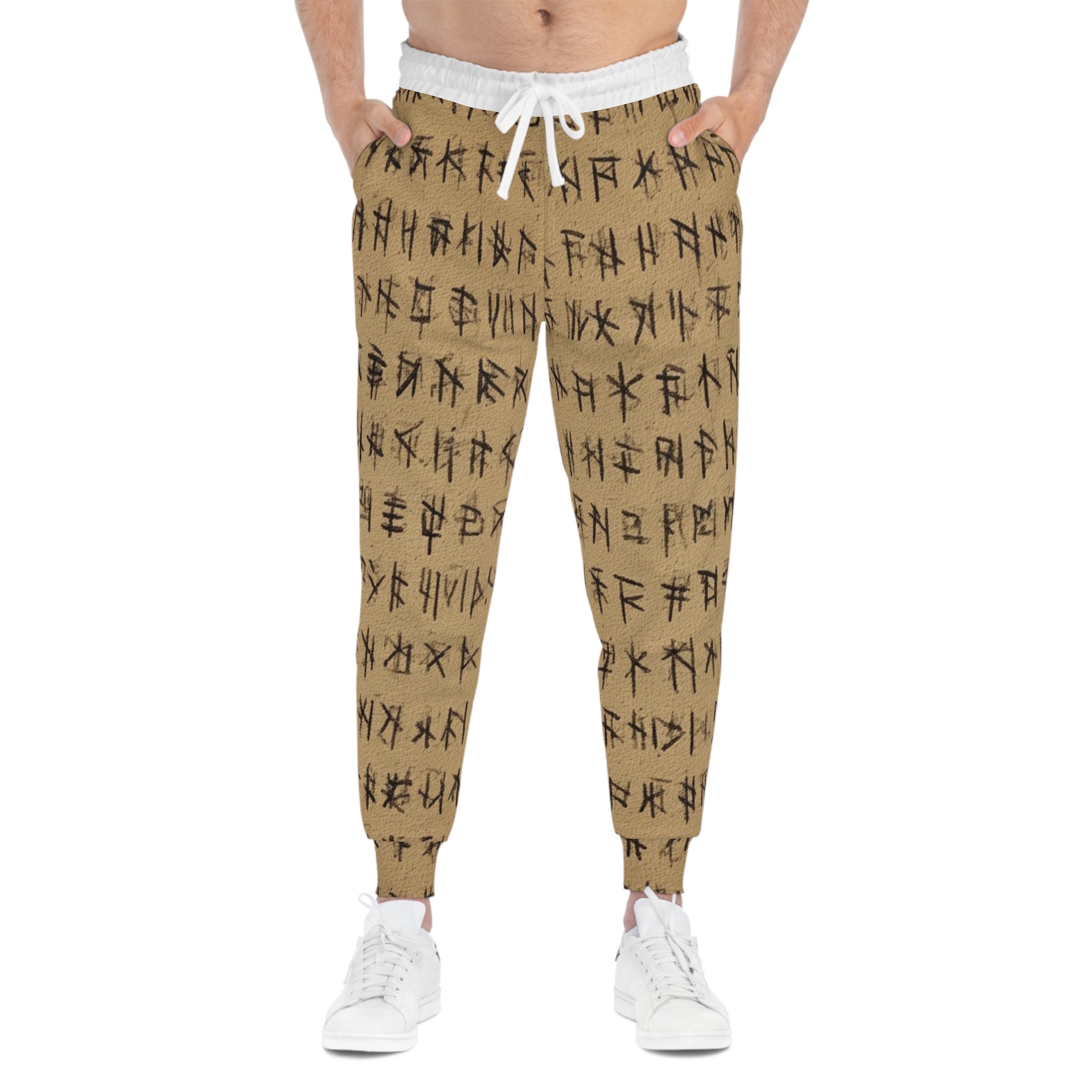 Joggers-Runic Pattern— Rustic Tribal Symbol Athletic Pants