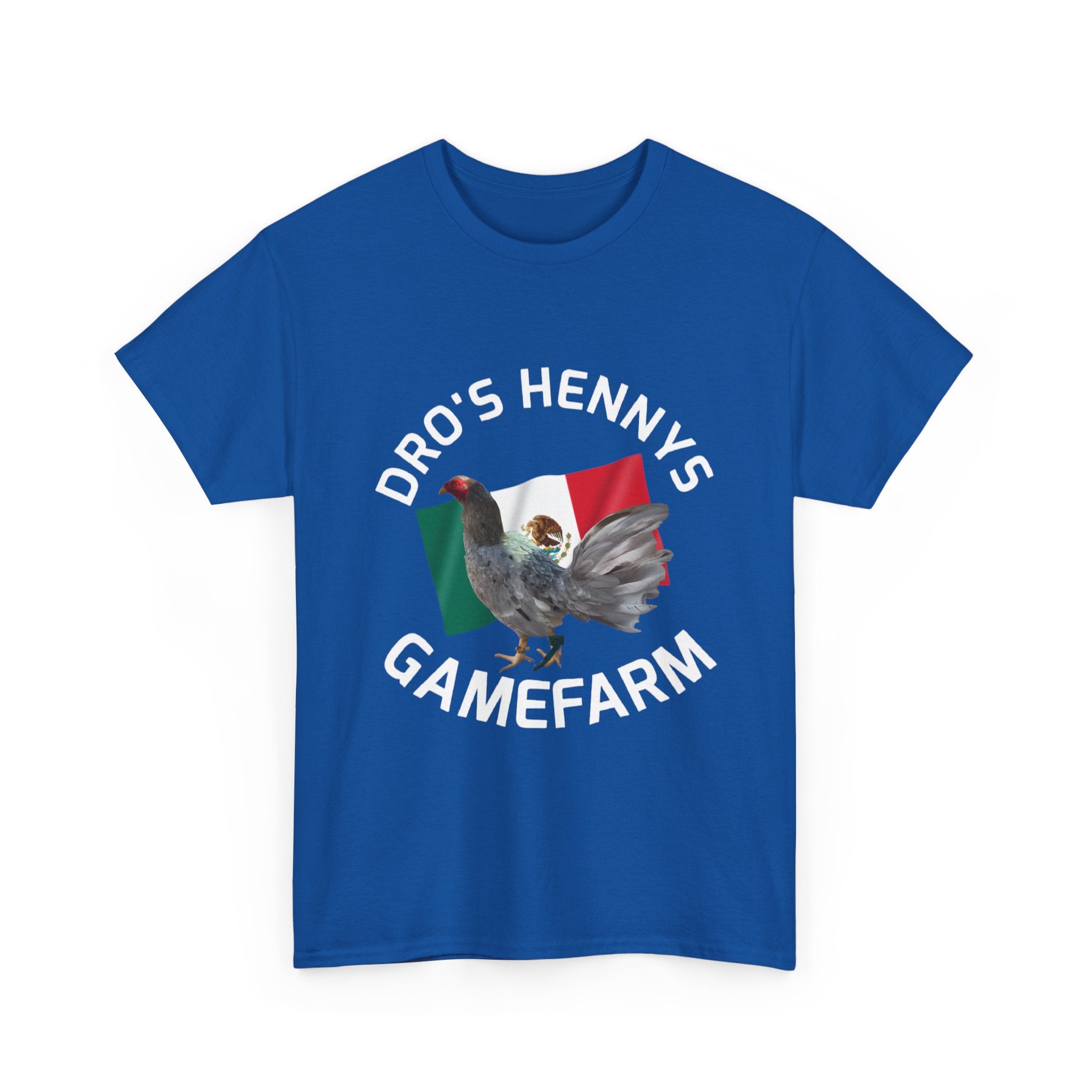 Henny-Gamefowl Tee — "Dro's Henny's Gamefarm" Mexican Flag Rooster Shirt
