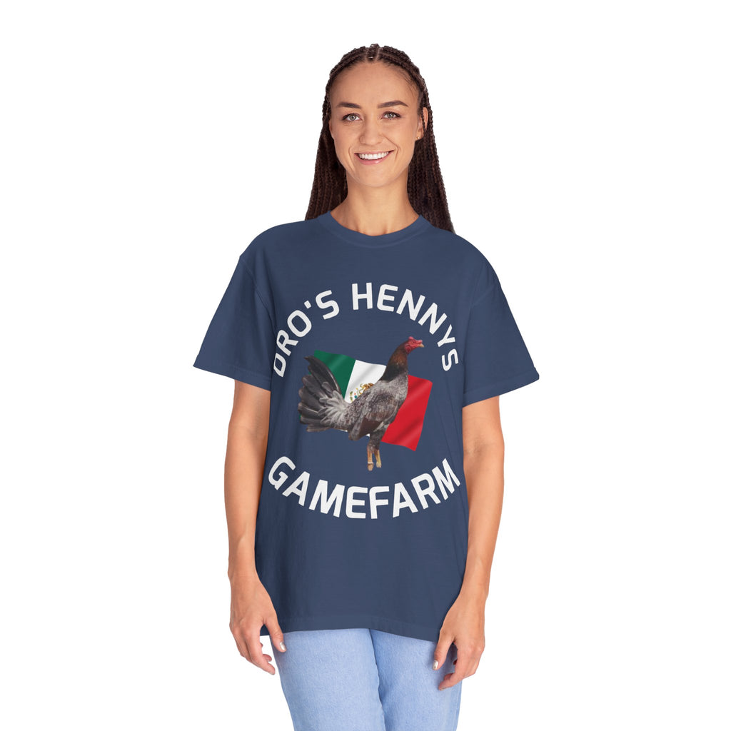 Henny- Gamefarm Rooster T-Shirt — "Dro's Henny's Gamefarm" Poultry Farm Tee