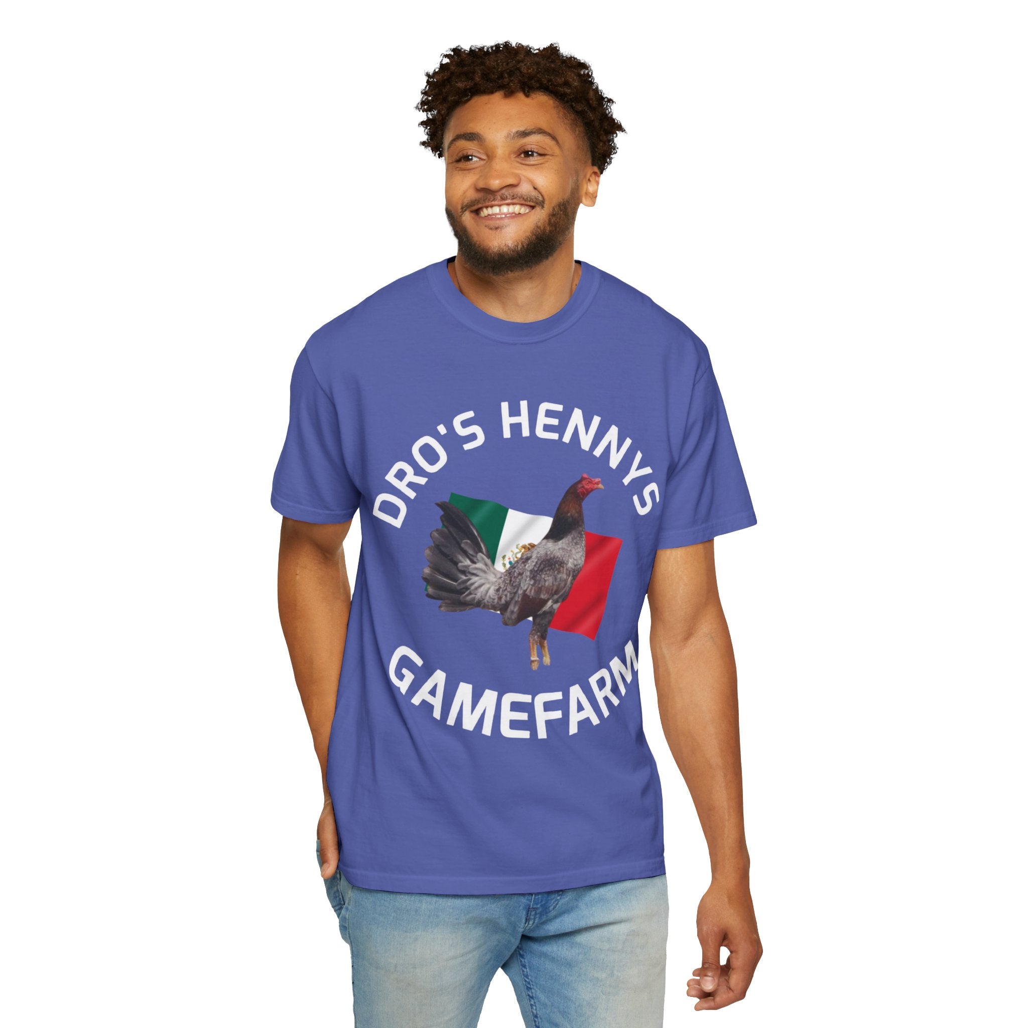 Henny- Gamefarm Rooster T-Shirt — "Dro's Henny's Gamefarm" Poultry Farm Tee