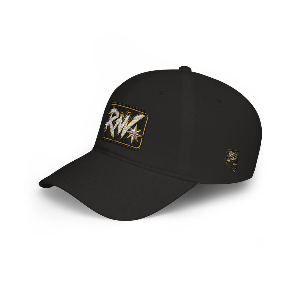 Hat-Red Low-Profile Baseball Cap with 'RW' Embroidered Patch — Casual Everyday Dad Hat