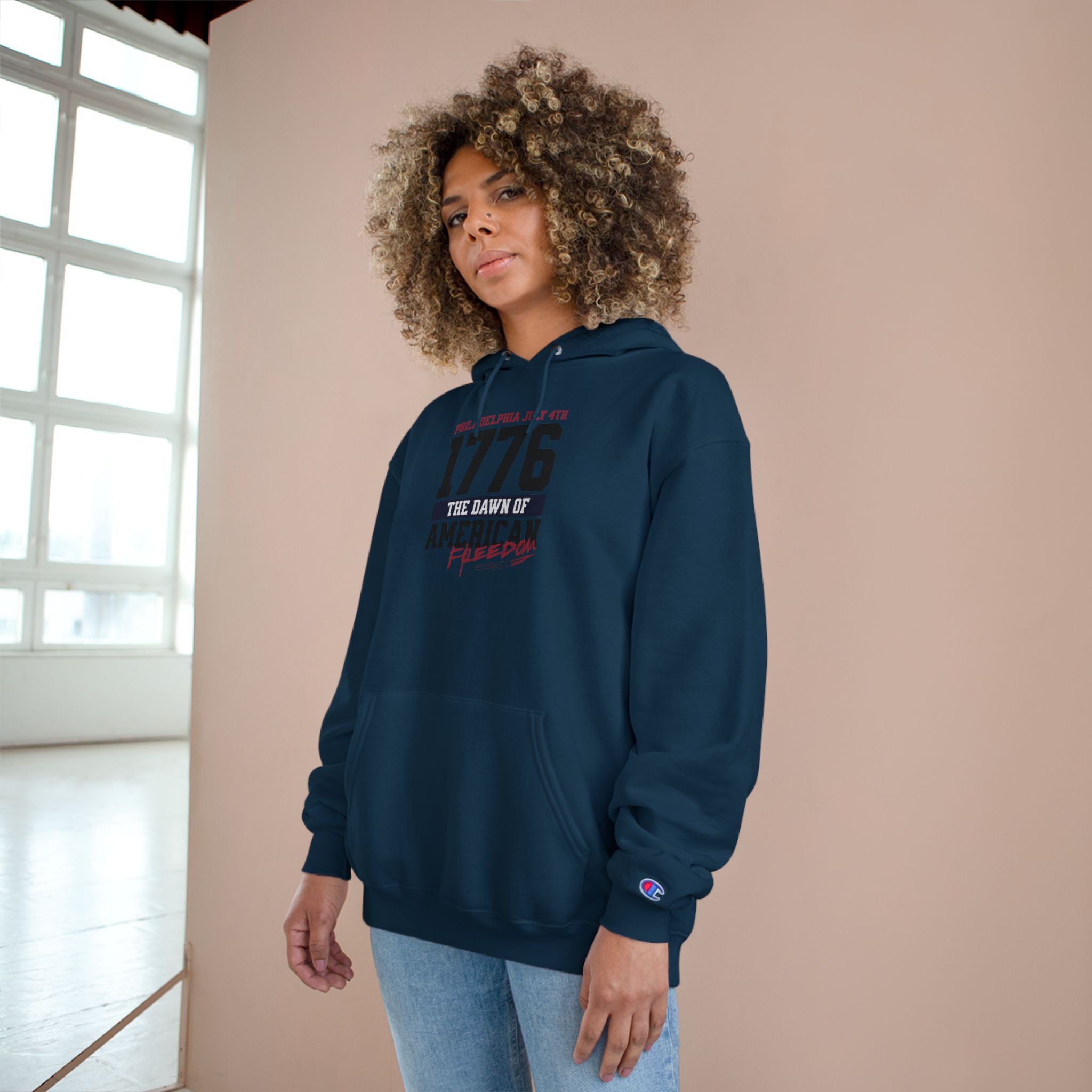 Ant-Patriotic 1776 Hoodie — "Love It or Leave It" American Flag Champion Hoodie