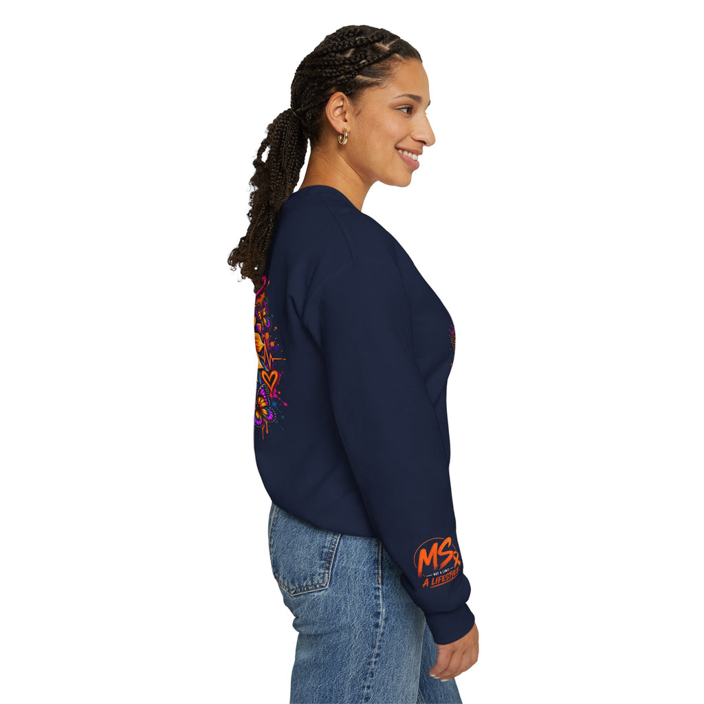 MS- Awareness Crewneck Sweatshirt — "Not All Wounds Are Visible" Orange Ribbon Design