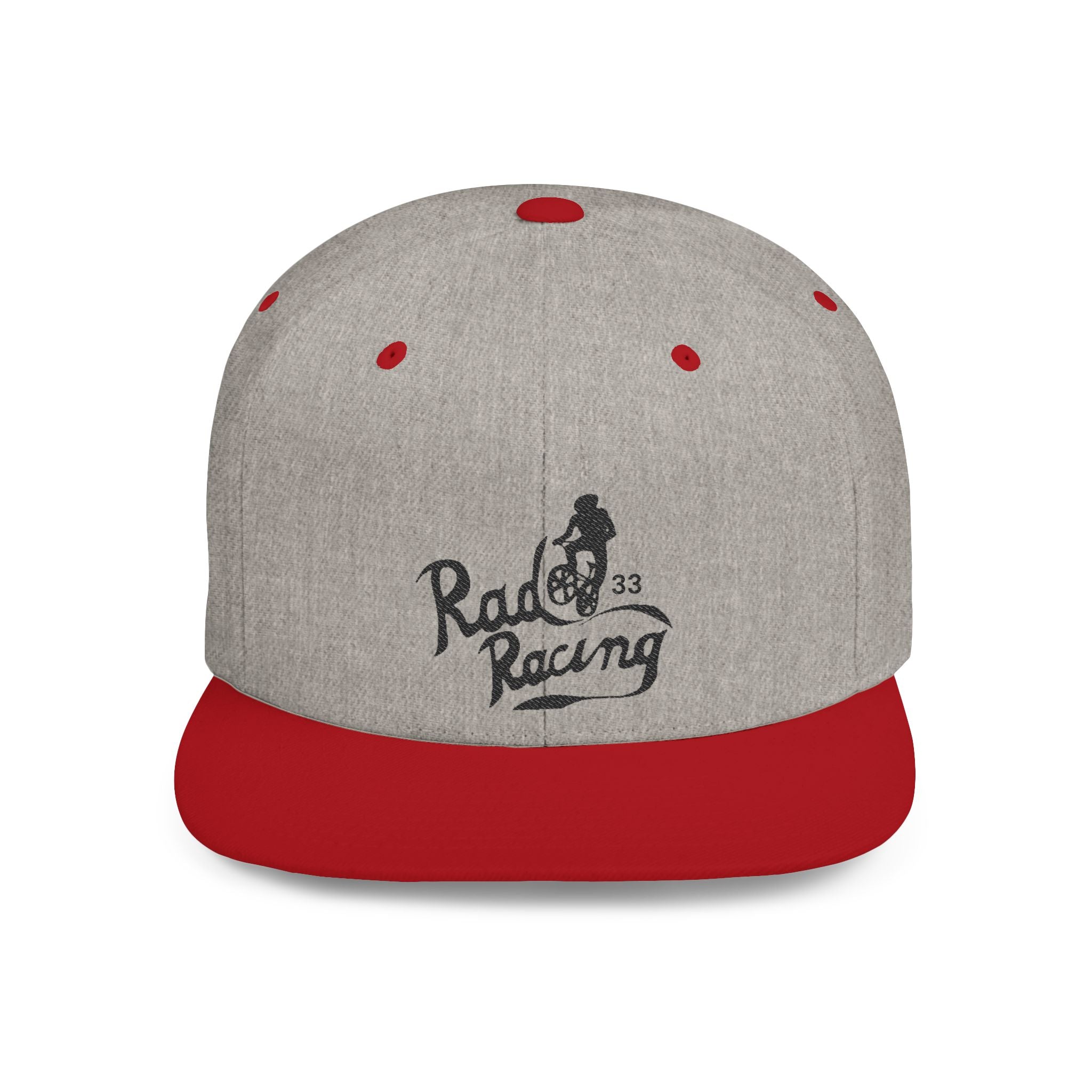Rad-Flat Bill Snapback Hat — Retro 'Racer Racing' Embroidered Logo Cap