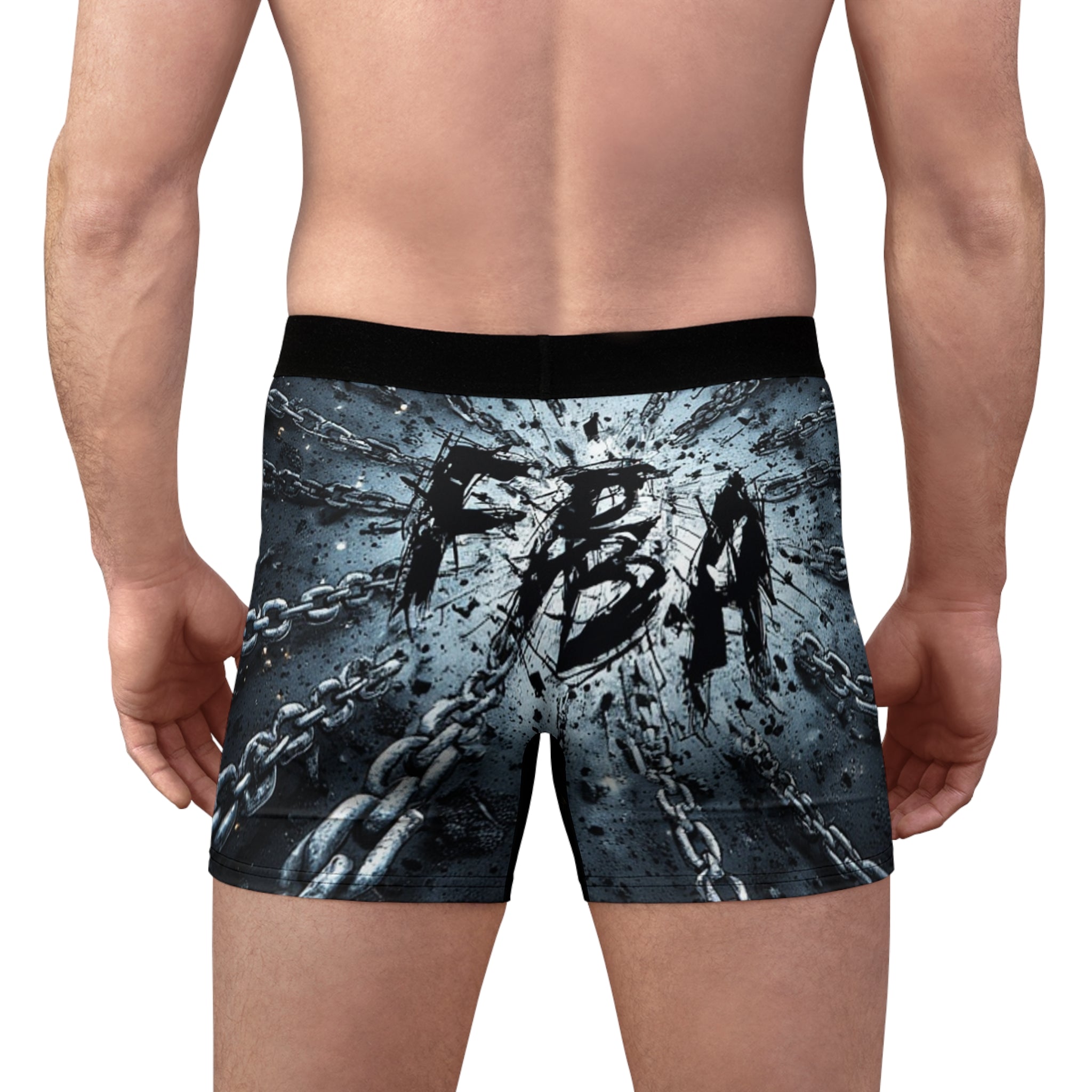 FBA- Chain Burst Boxer Briefs — Men's Graphic All-Over Print Underwear