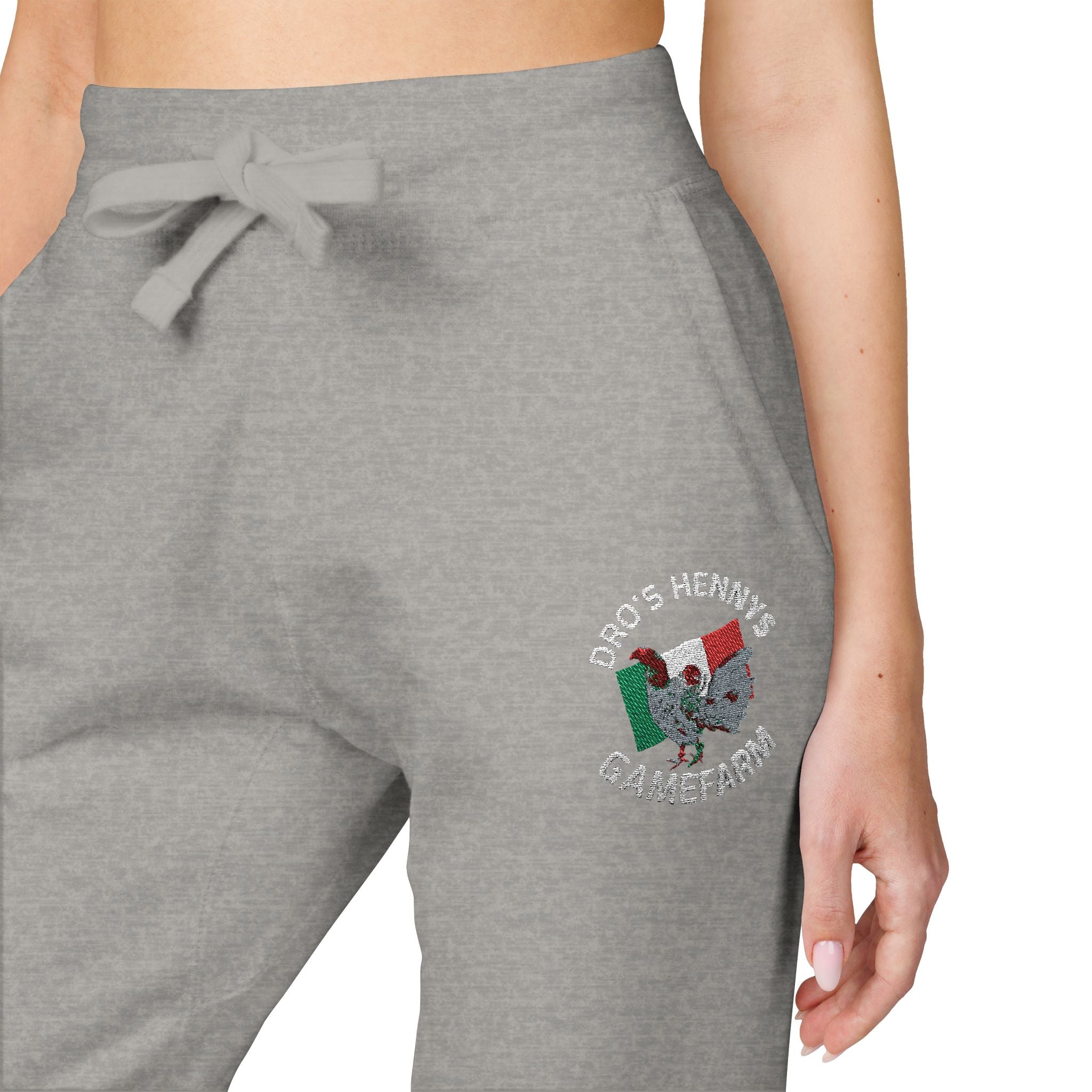 Henny- Embroidered Floral Heart Sweatpants — Cozy Fleece Joggers with 'Love' Detail