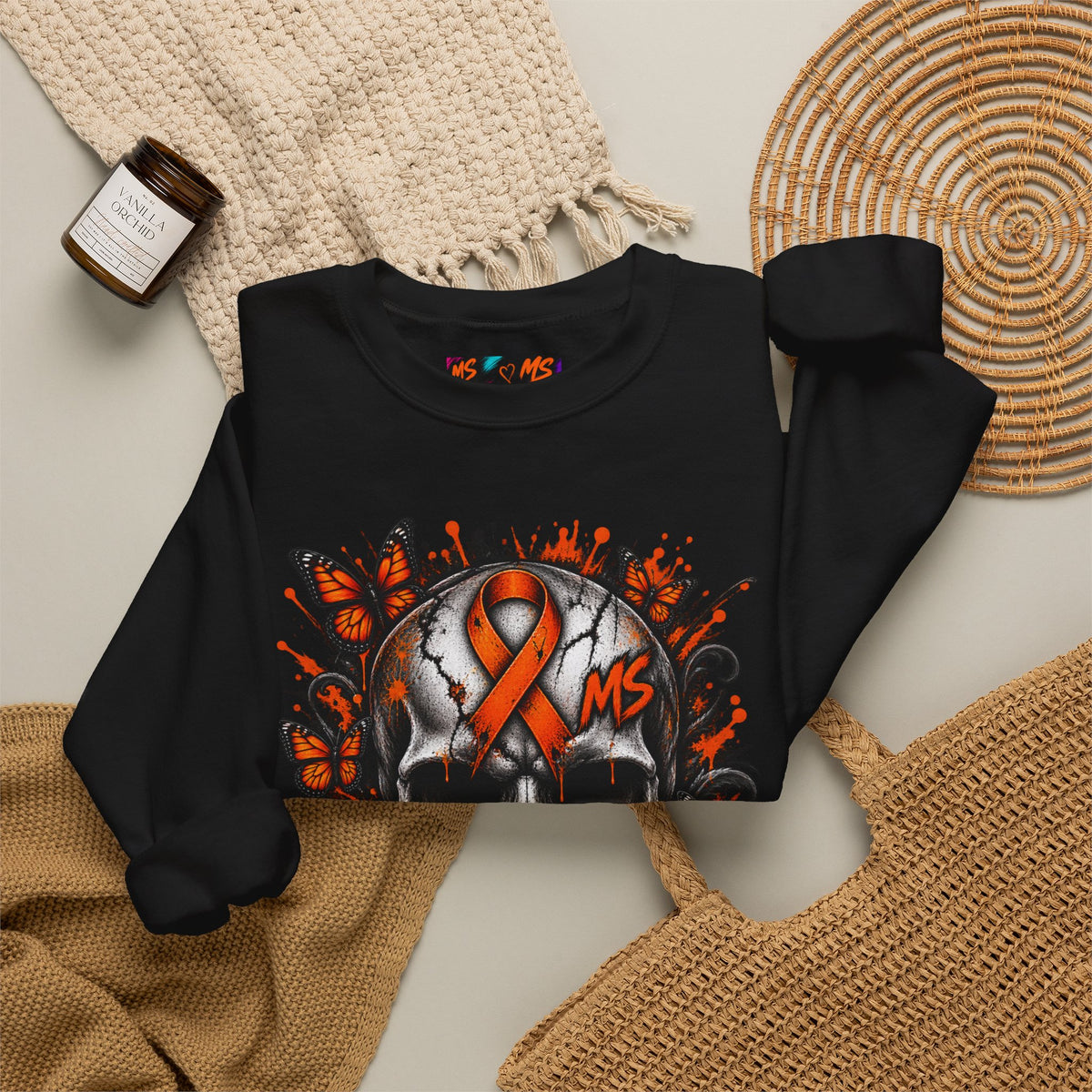 MS- Awareness Skull Crewneck Sweatshirt — "My Lesions Don’t Define Me"