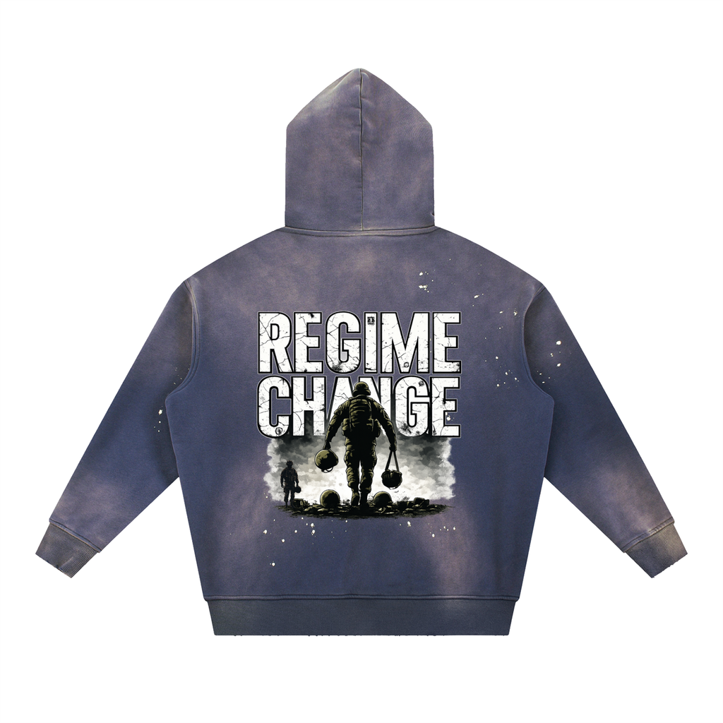 Vintage Washed Frayed Fleece Hoodie