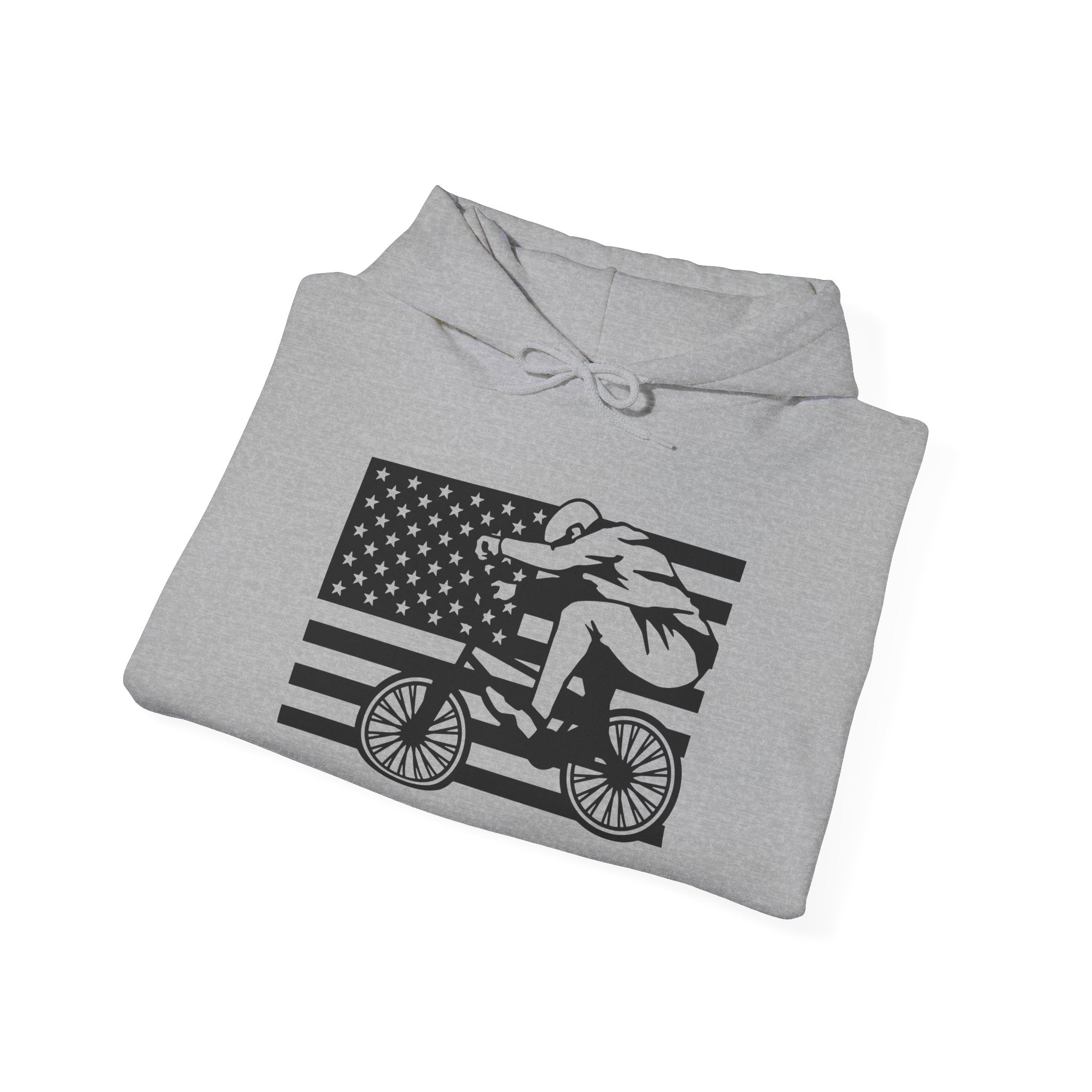 Rad-Biker American Flag Hoodie — 'Is My Bike Okay?' Graphic Hooded Sweatshirt