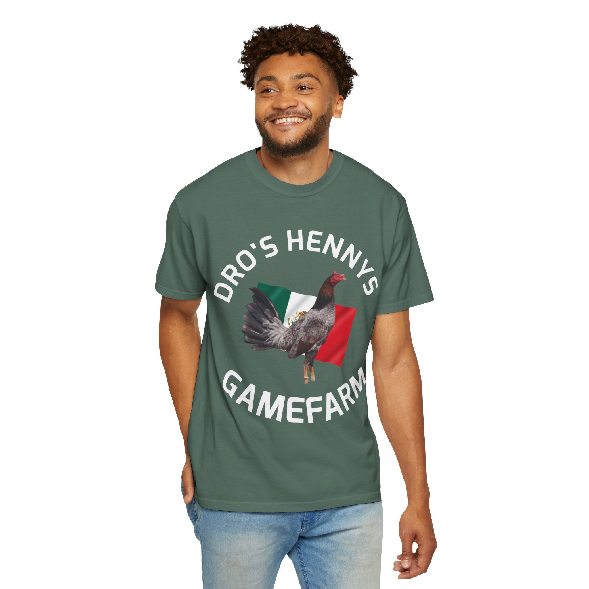 Henny- Gamefarm Rooster T-Shirt — "Dro's Henny's Gamefarm" Poultry Farm Tee
