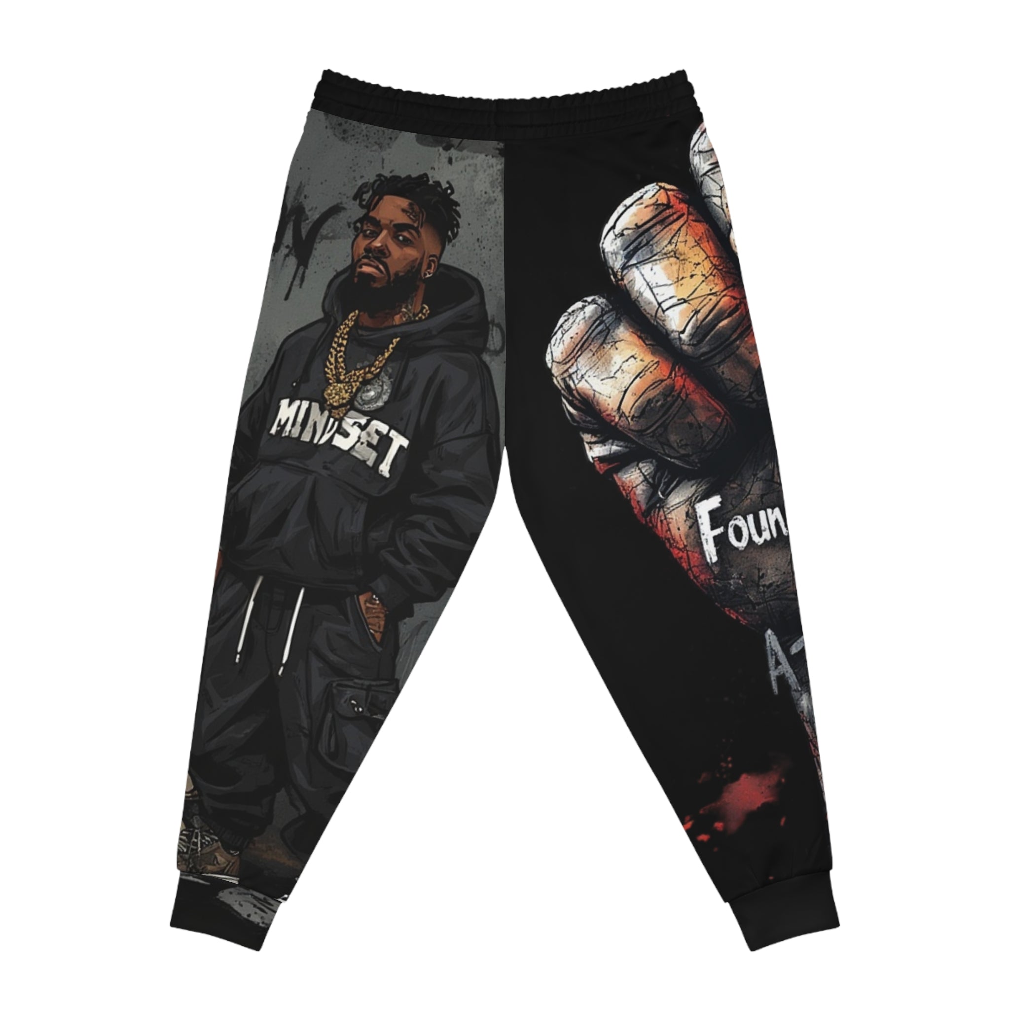 FBA- Motivational 'Mindset' Athletic Joggers — Urban Streetwear with Fist & Foundational Mindset Graphic
