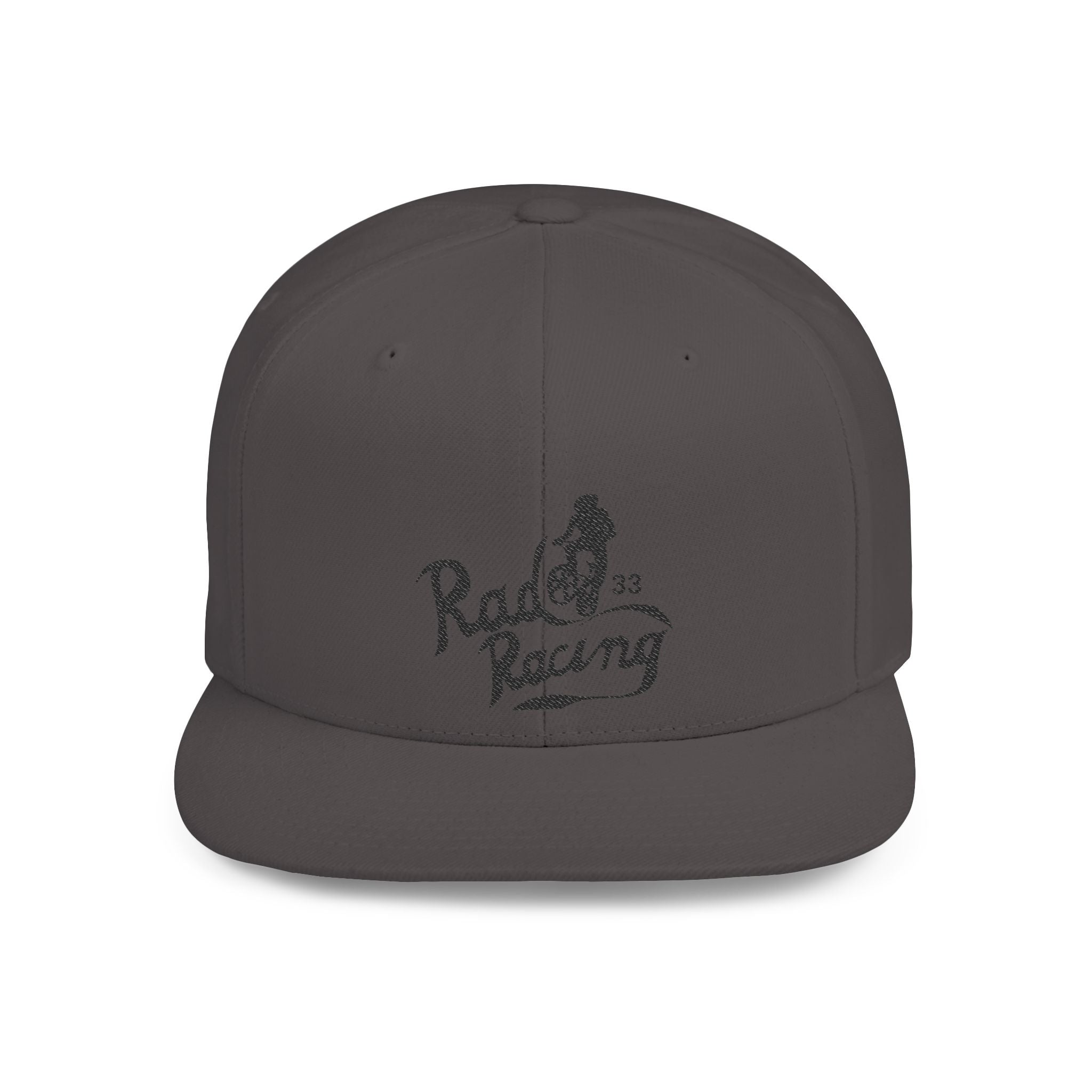 Rad-Flat Bill Snapback Hat — Retro 'Racer Racing' Embroidered Logo Cap
