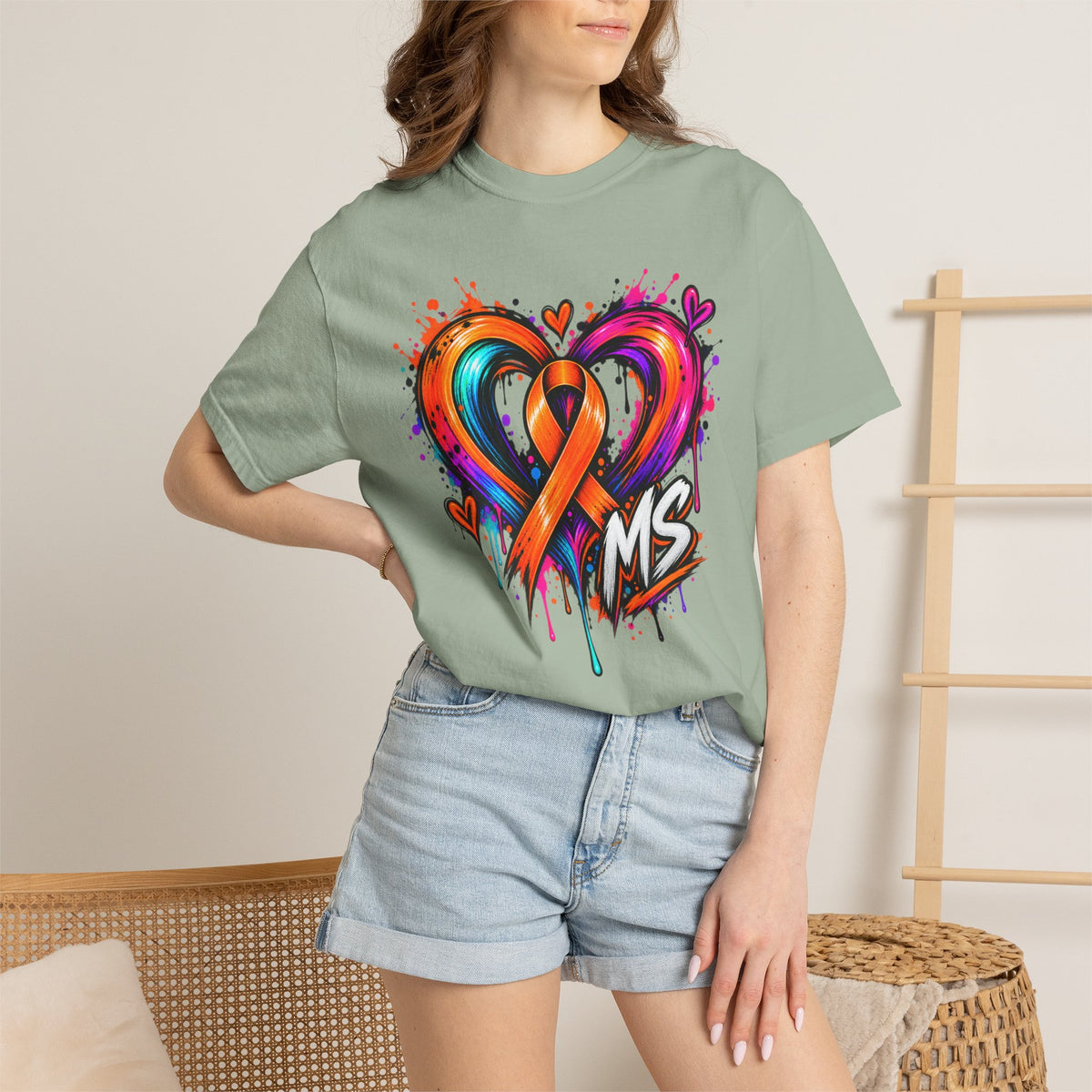 MS- Awareness Heart Ribbon T-Shirt — “Not All Wounds Are Visible” Neuropathy Support Tee
