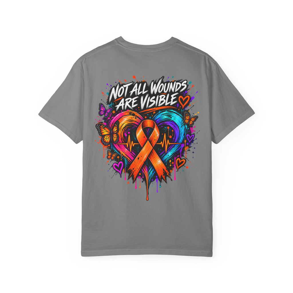 MS- Awareness Heart Ribbon T-Shirt — “Not All Wounds Are Visible” Neuropathy Support Tee