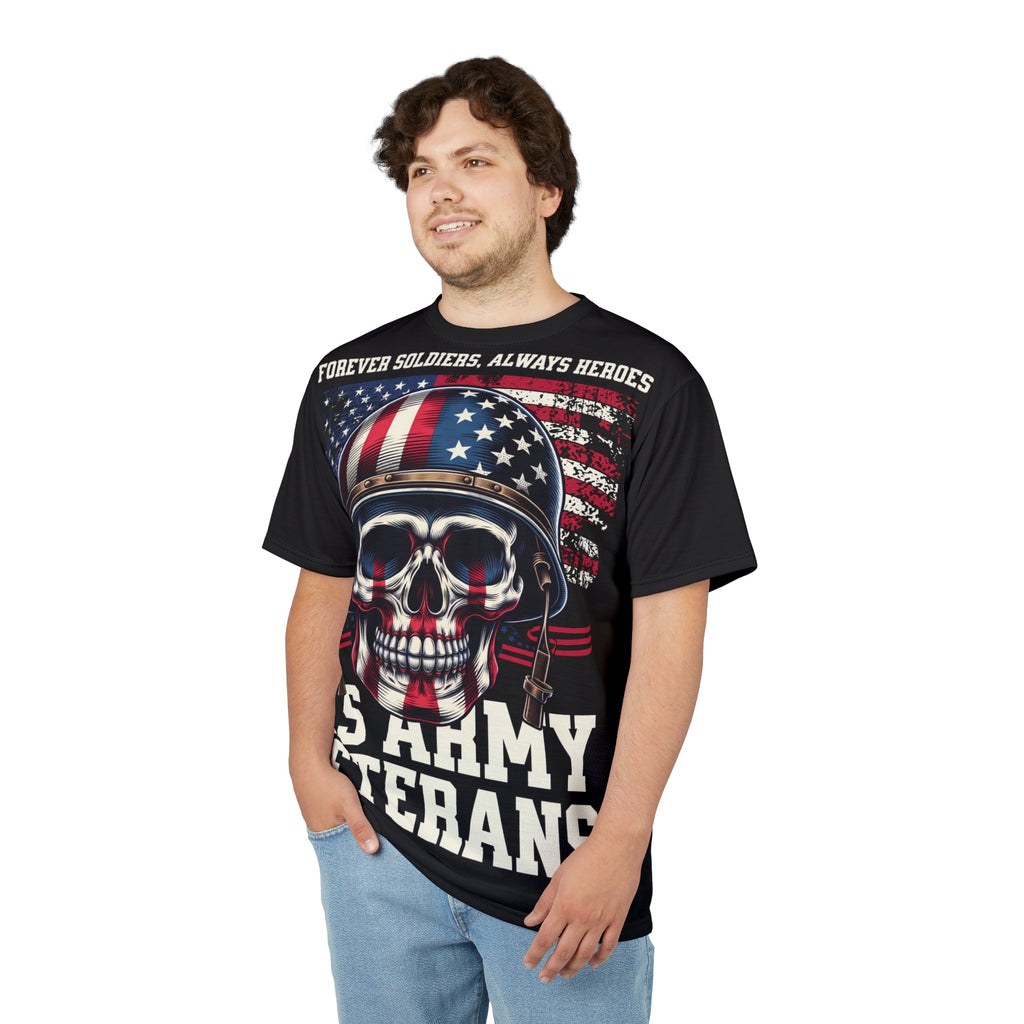 America-U.S. Army Veterans Skull Tee — "Forever Soldiers, Always Heroes" Patriotic T-Shirt
