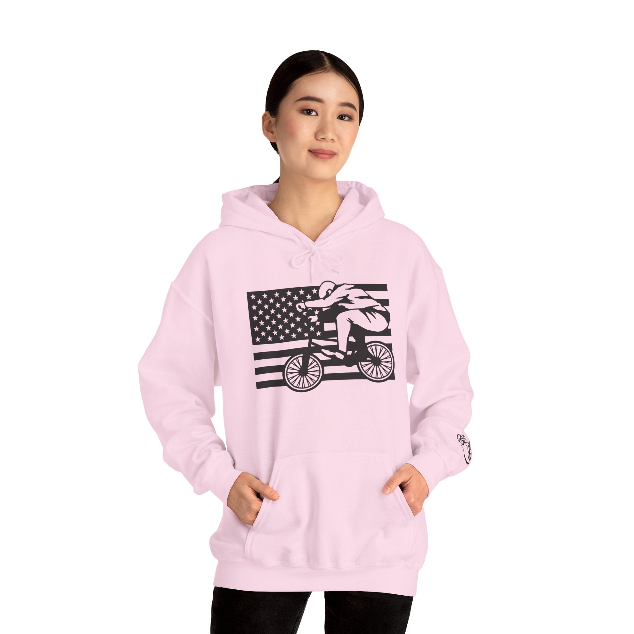 Rad-Biker American Flag Hoodie — 'Is My Bike Okay?' Graphic Hooded Sweatshirt