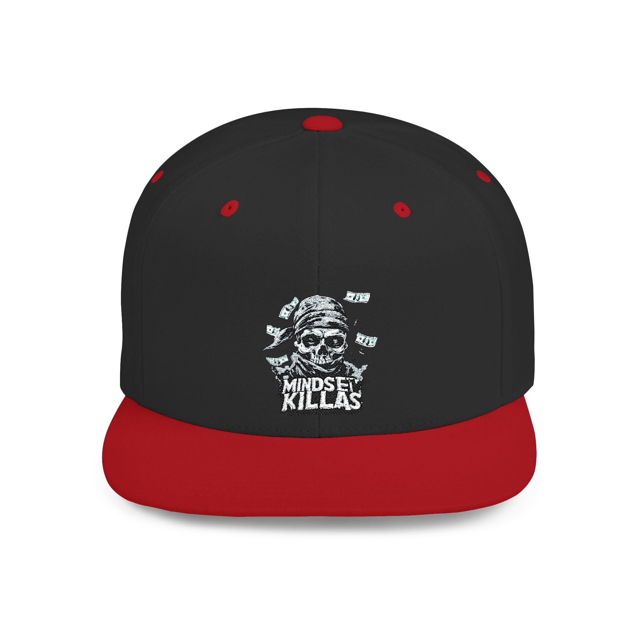 Mindset-Snapback Hat — "Kille" Skull Graphic Flat Bill Cap