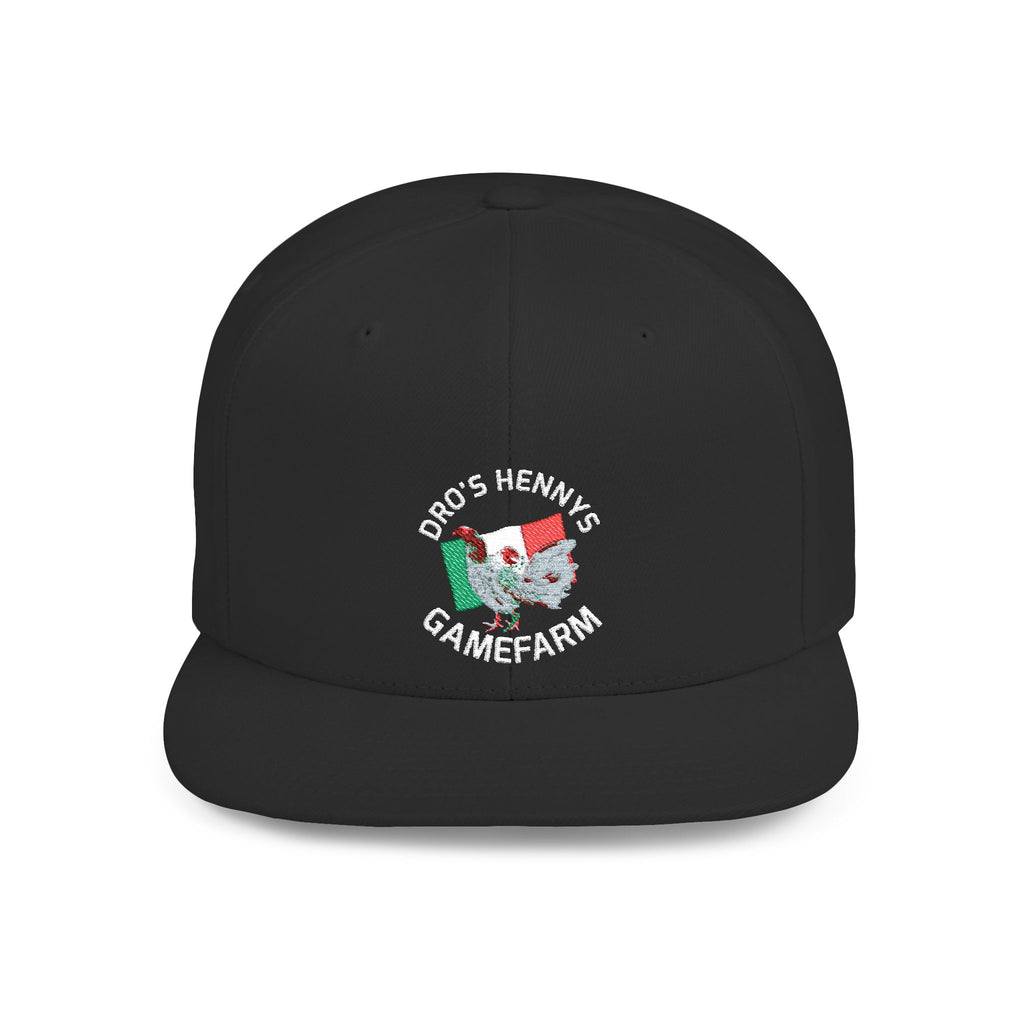 Henny- Flat Bill Snapback Hat — Dro's Henny's Gamefarm Logo Cap