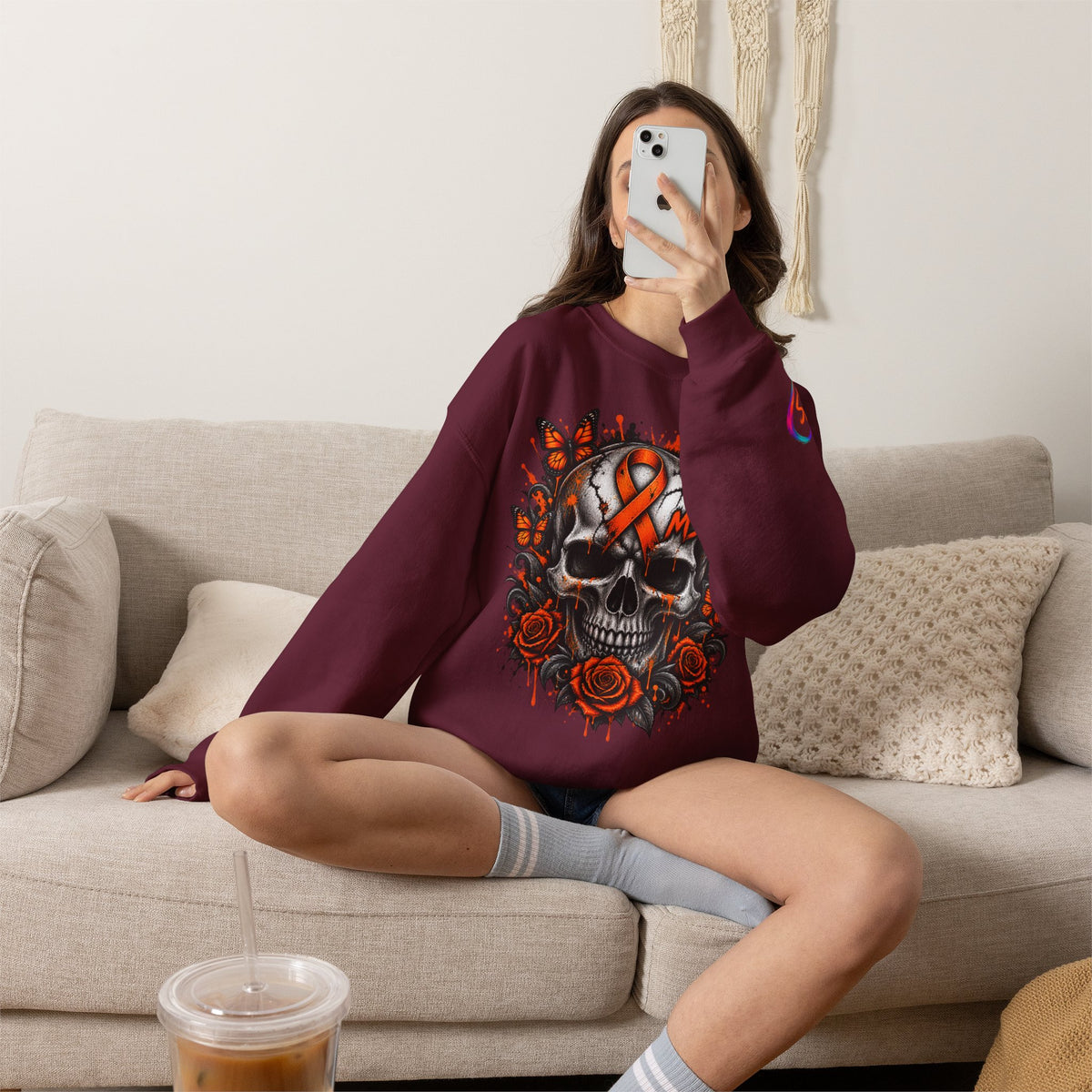 MS- Awareness Skull Crewneck Sweatshirt — "My Lesions Don’t Define Me"