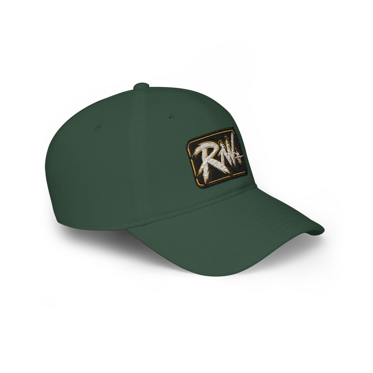 Hat-Red Low-Profile Baseball Cap with 'RW' Embroidered Patch — Casual Everyday Dad Hat