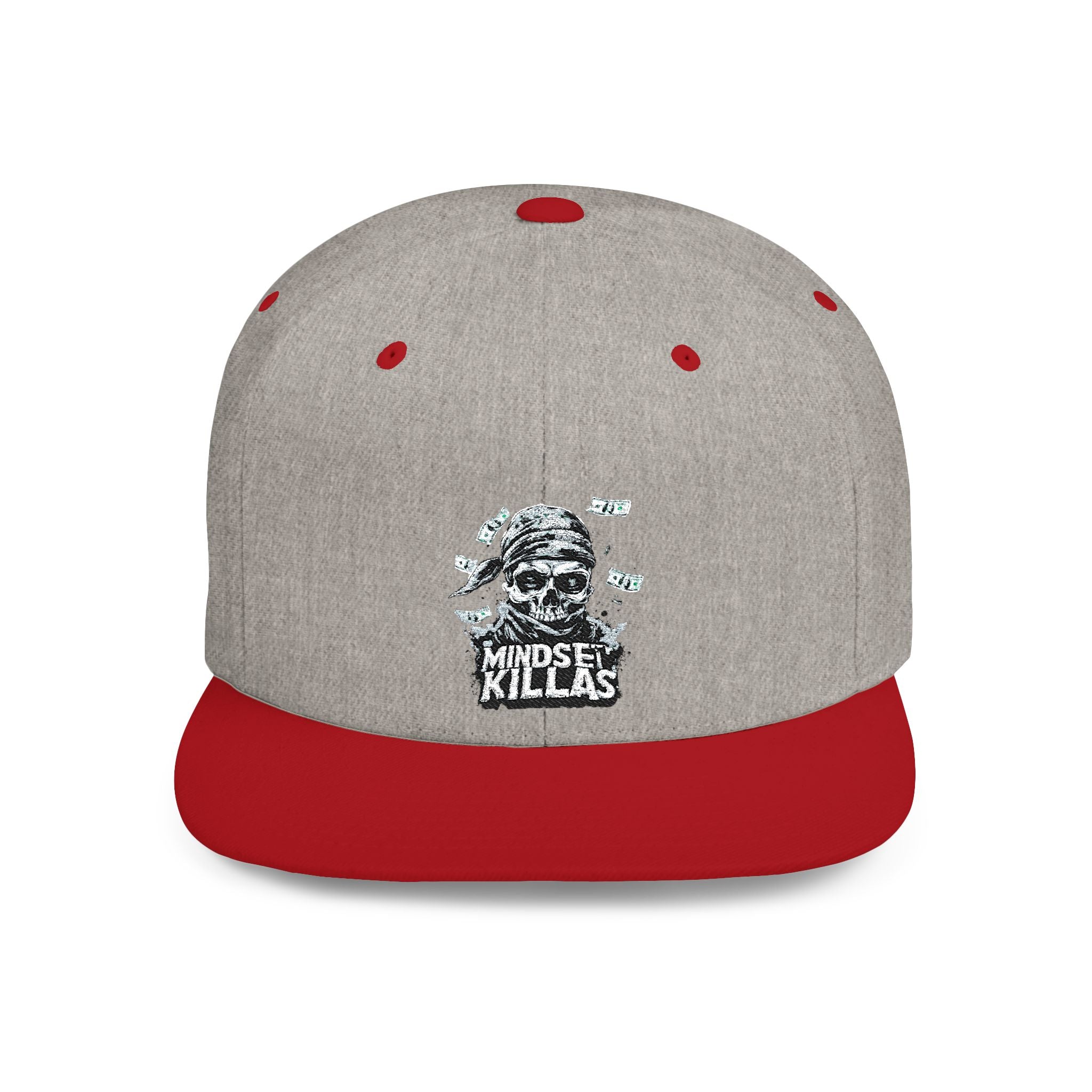 Mindset-Snapback Hat — "Kille" Skull Graphic Flat Bill Cap