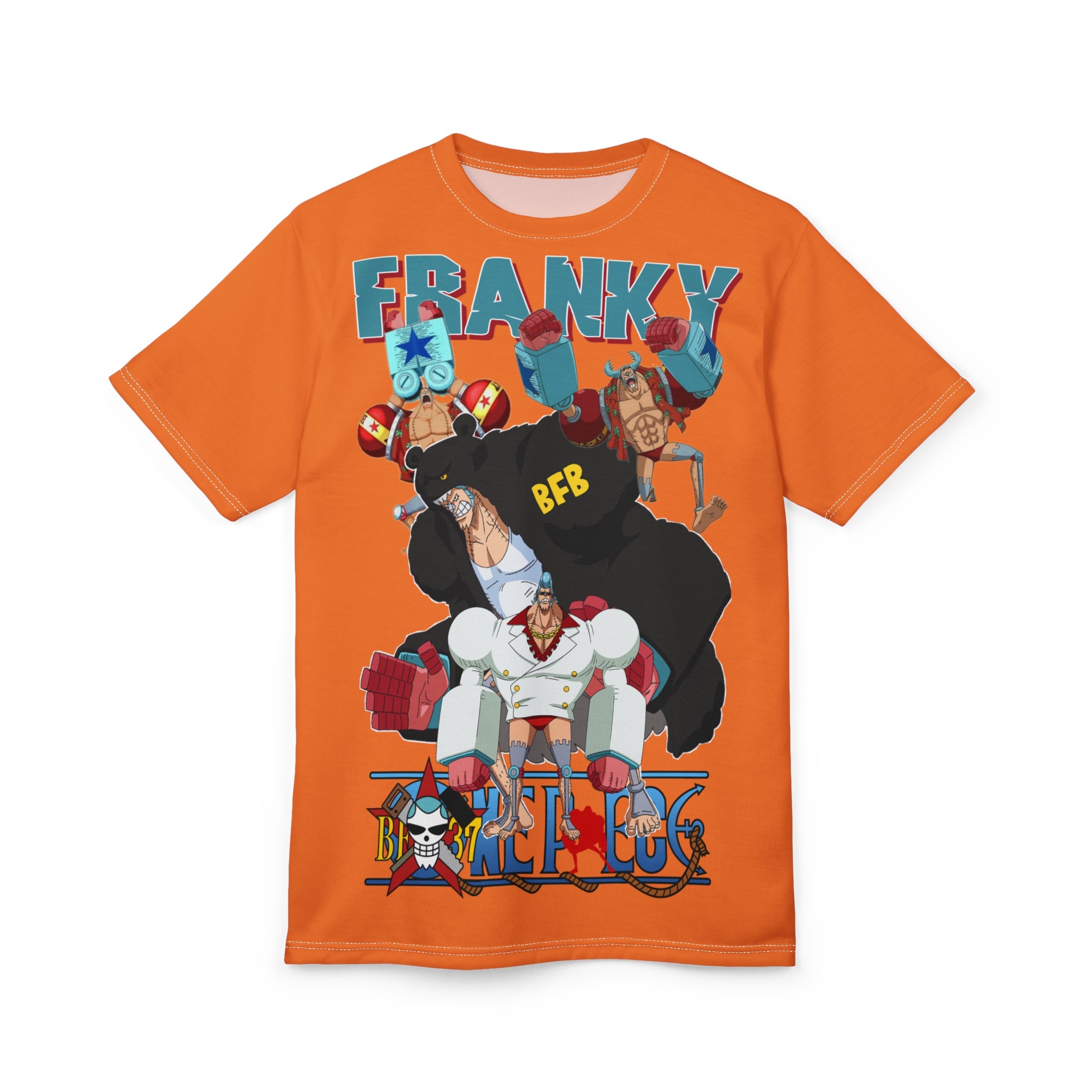 Anime- Crew Graphic Tee — Orange Anime Character T-Shirt