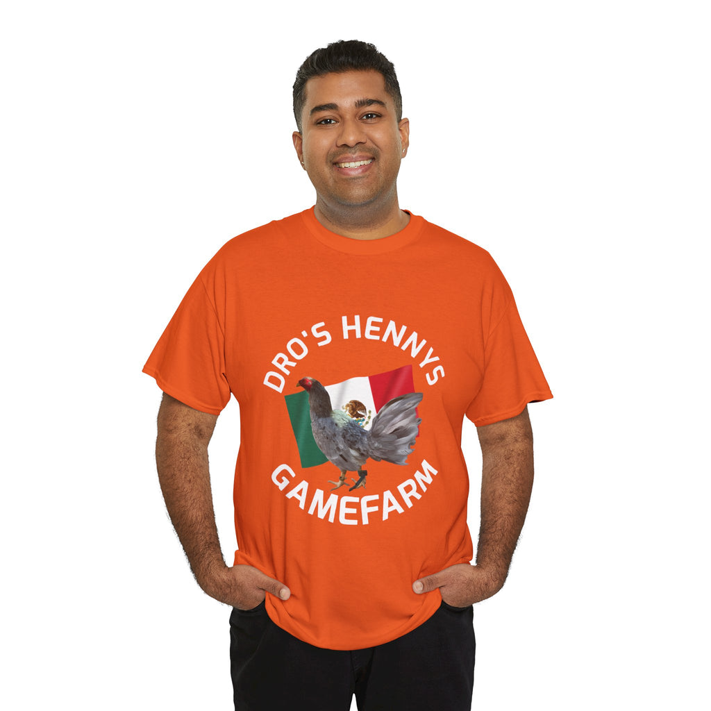 Henny-Gamefowl Tee — "Dro's Henny's Gamefarm" Mexican Flag Rooster Shirt
