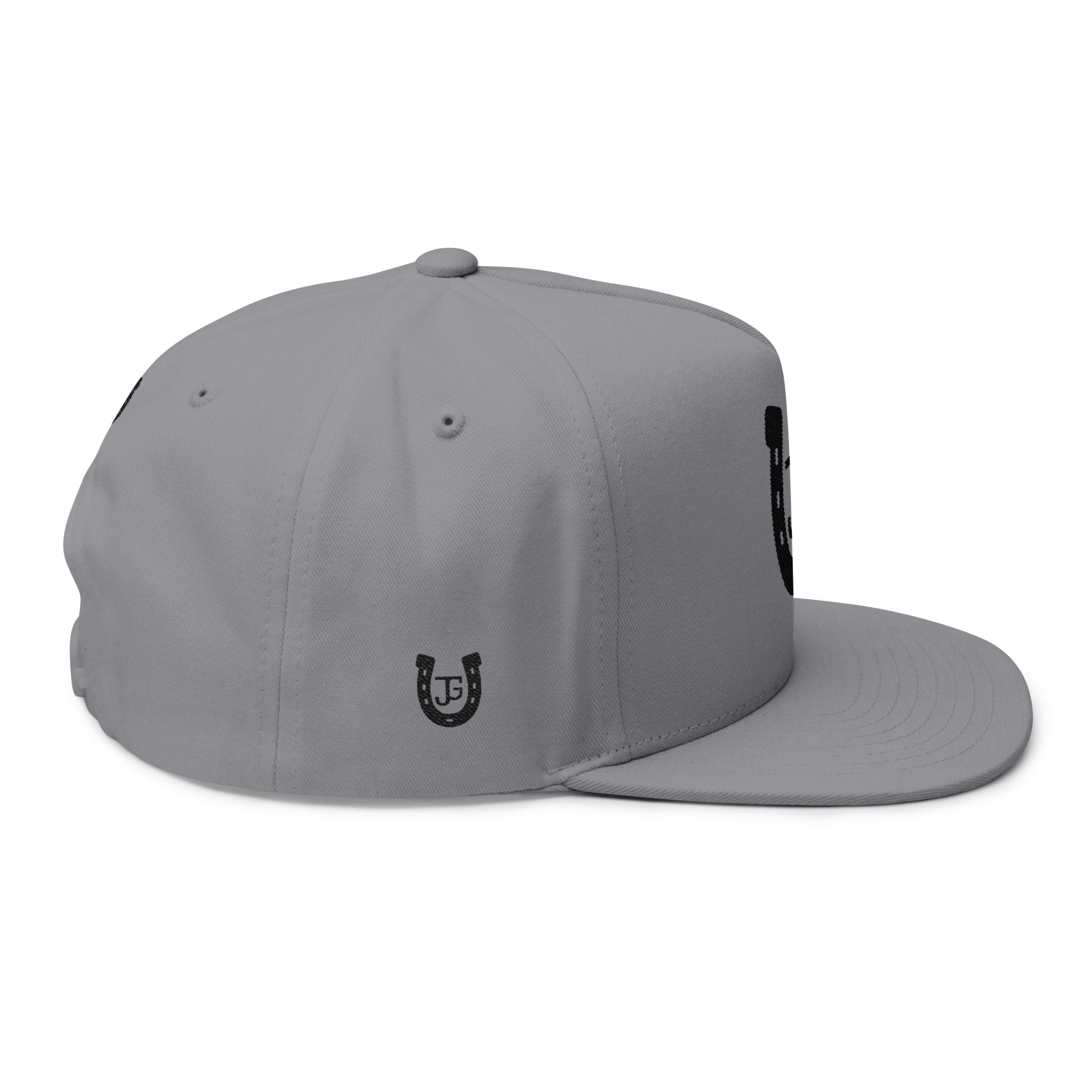 JG-Embroidered Horseshoe Flat Bill Cap — Lucky Initials Snapback