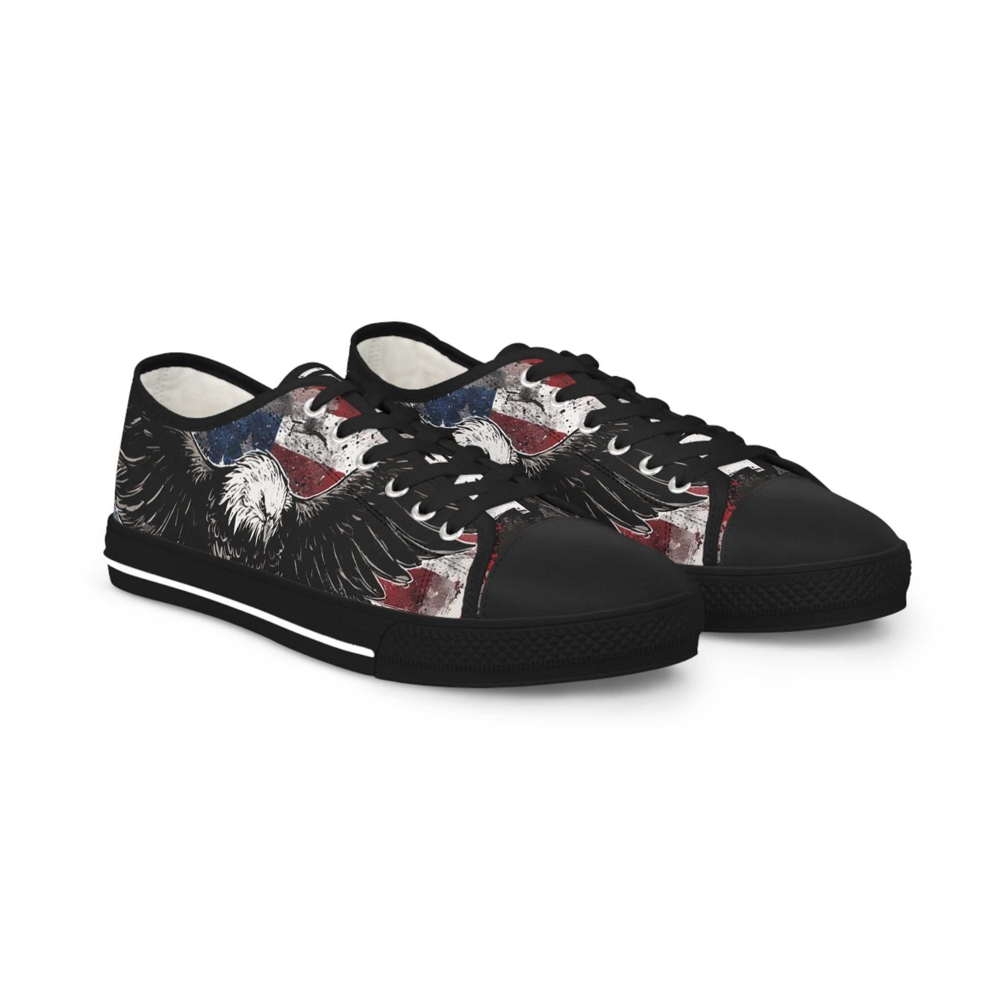 Mindset-Patriotic Eagle Low Top Sneakers — American Flag Graphic Men’s Shoes