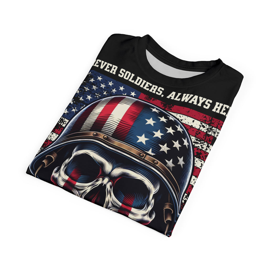 America-U.S. Army Veterans Skull Tee — "Forever Soldiers, Always Heroes" Patriotic T-Shirt