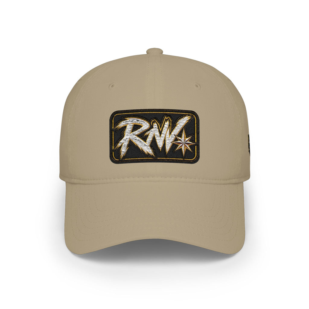 Hat-Red Low-Profile Baseball Cap with 'RW' Embroidered Patch — Casual Everyday Dad Hat