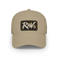 Hat-Red Low-Profile Baseball Cap with 'RW' Embroidered Patch — Casual Everyday Dad Hat