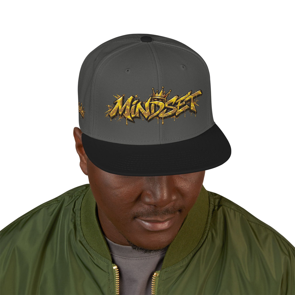 Hat-Embroidered Gold Graffiti Snapback Hat