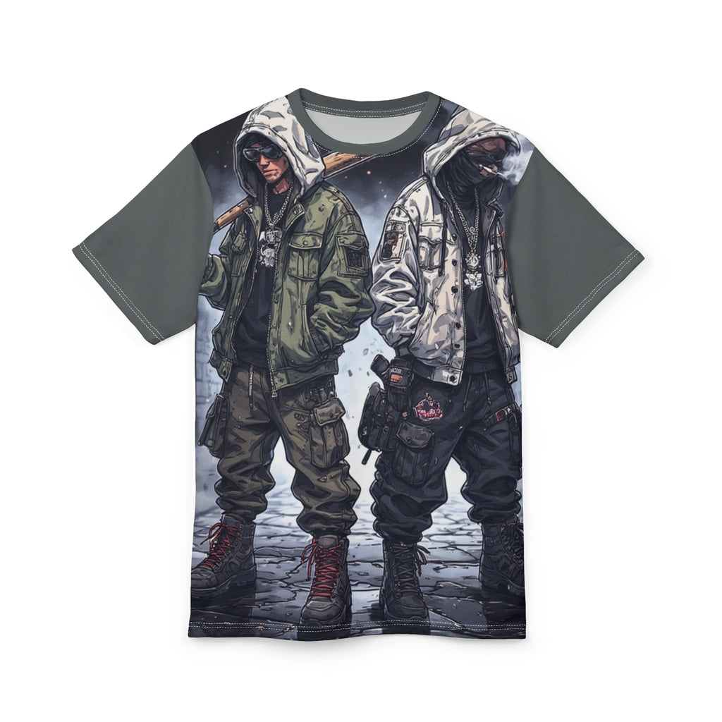 Mindset- Streetwear Graphic Tee — Dual Hooded Rebels Winter Scene