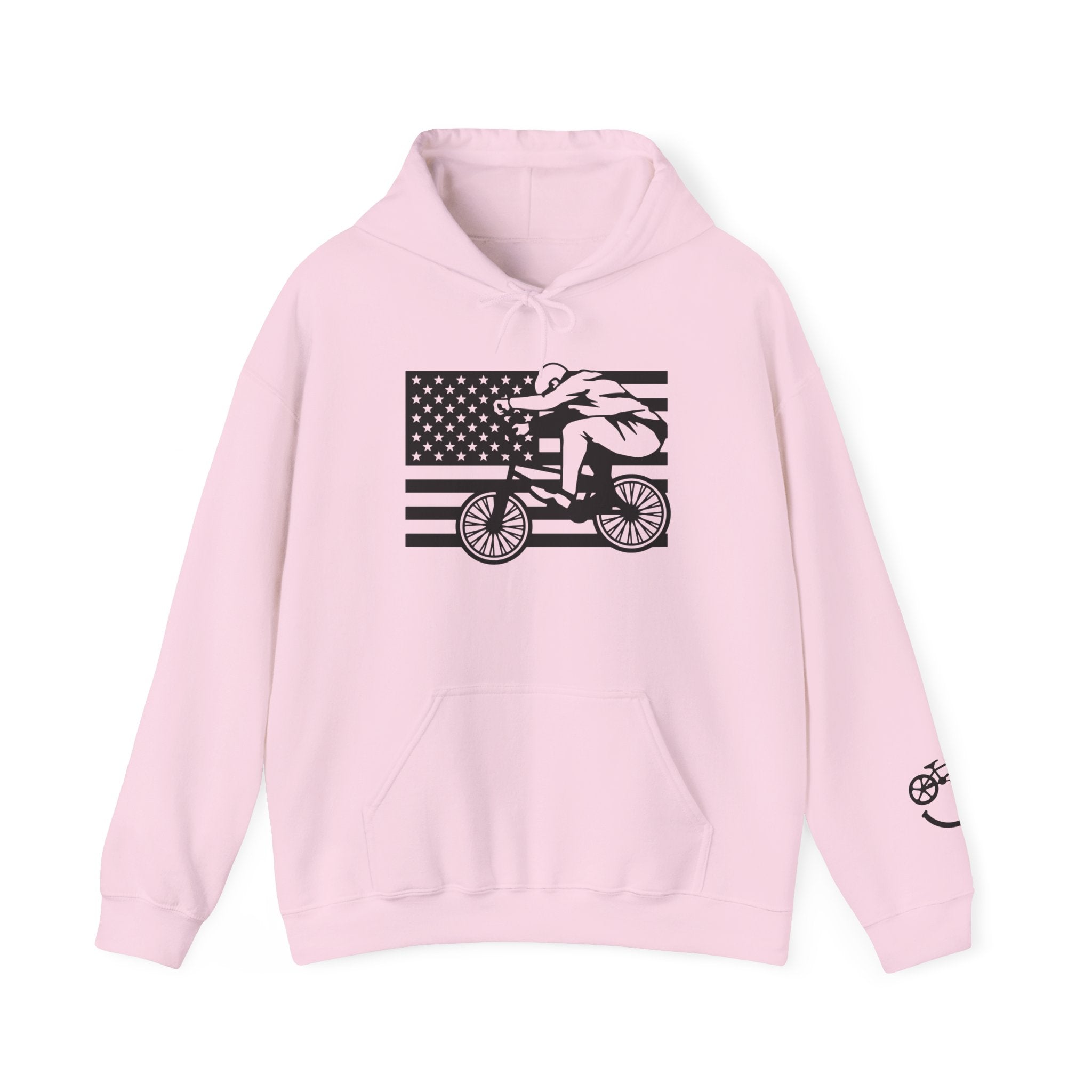 Rad-Biker American Flag Hoodie — 'Is My Bike Okay?' Graphic Hooded Sweatshirt