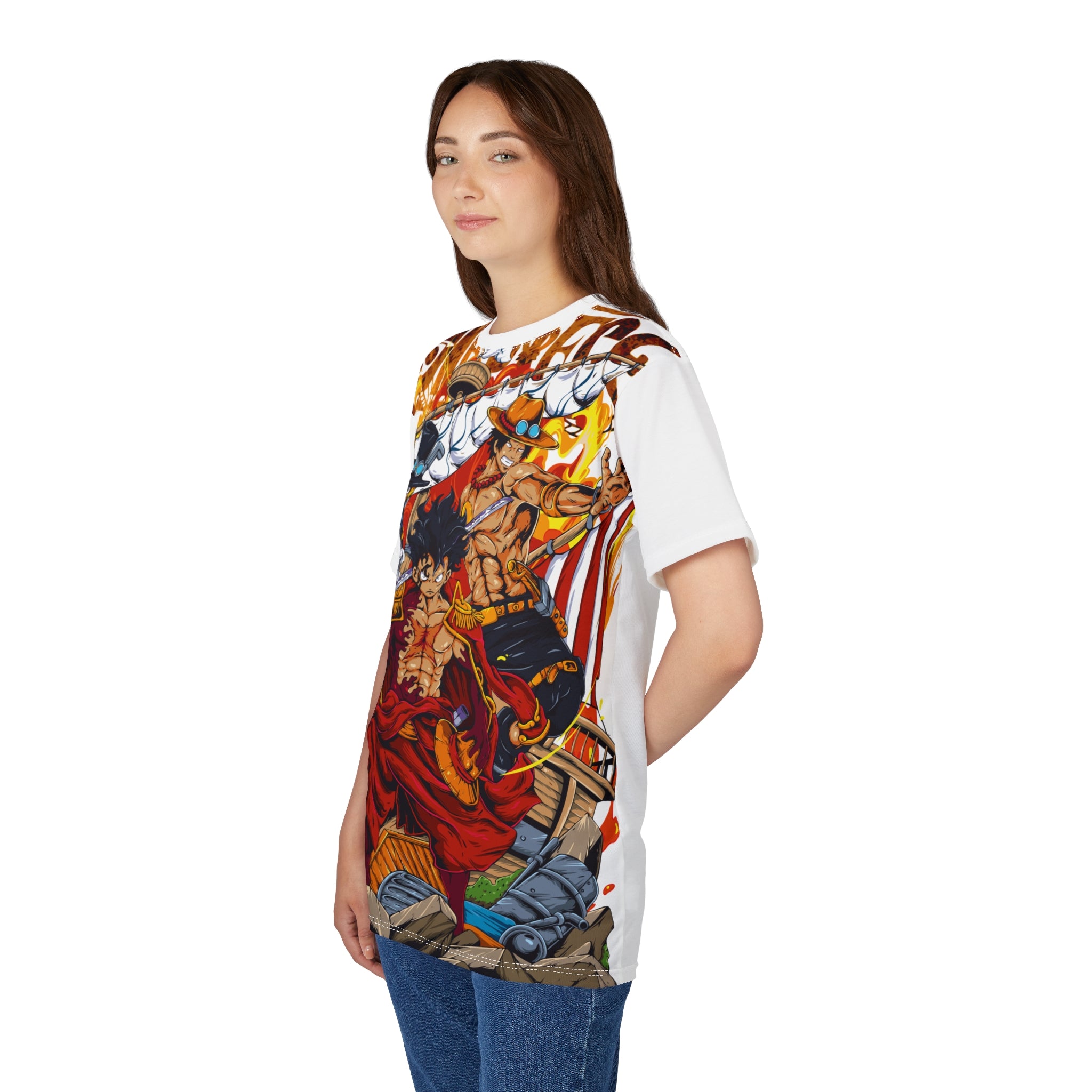 Anime- Pirate Crew All-Over Print Tee — One Piece Luffy, Ace & Sabo Graphic Shirt
