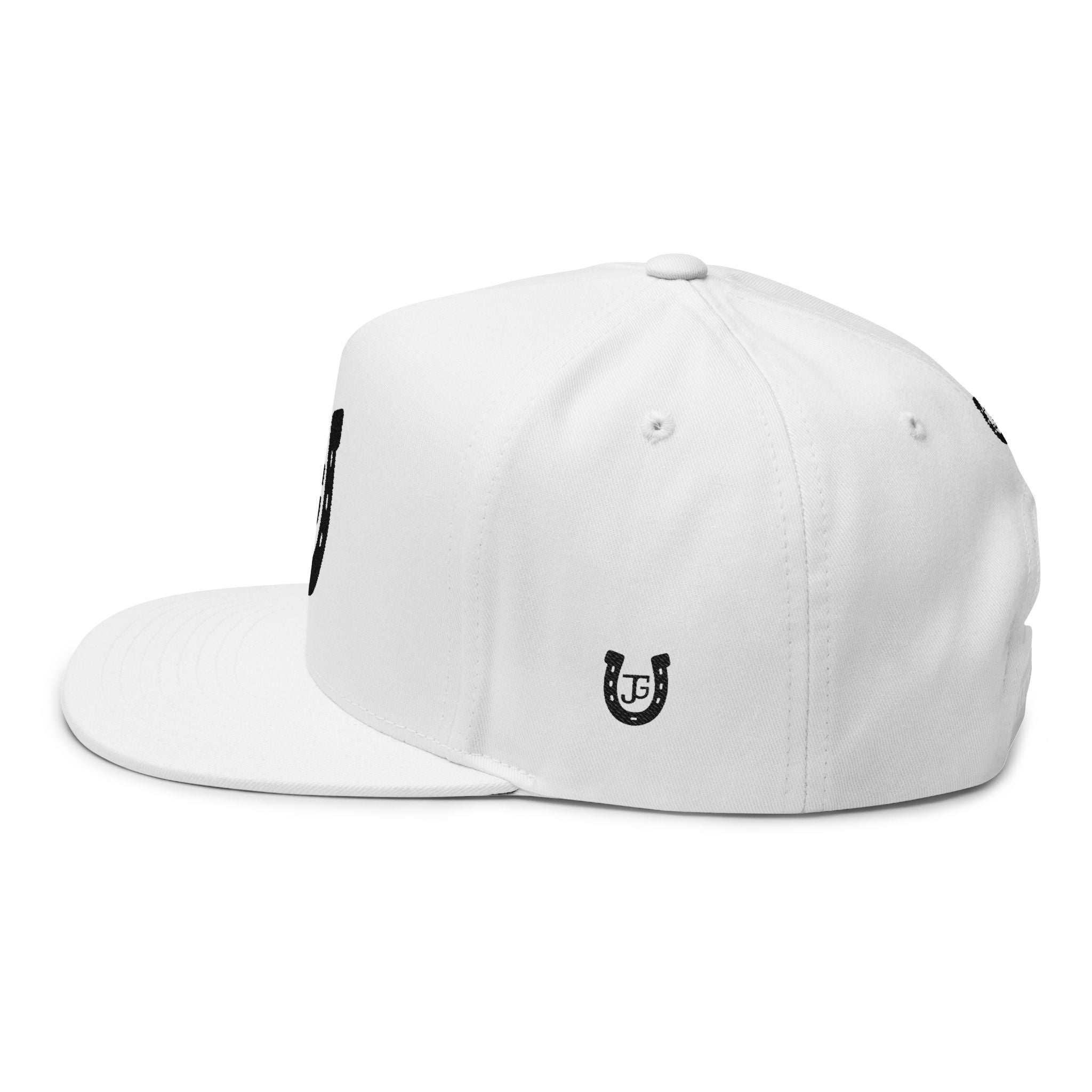 JG-Embroidered Horseshoe Flat Bill Cap — Lucky Initials Snapback