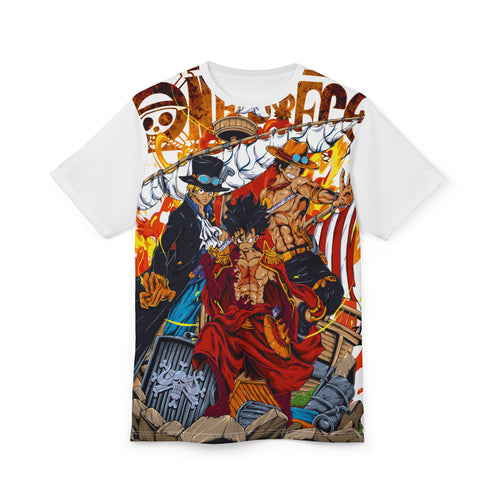 Anime- Pirate Crew All-Over Print Tee — One Piece Luffy, Ace & Sabo Graphic Shirt